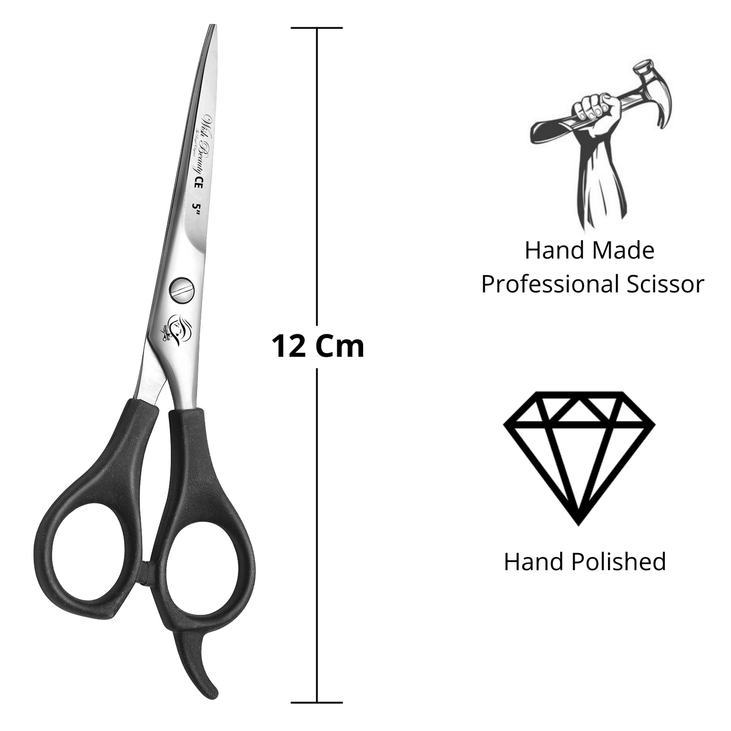 Black Handle Hairdressers Or Home Use 5" - Wishbeautyscissors