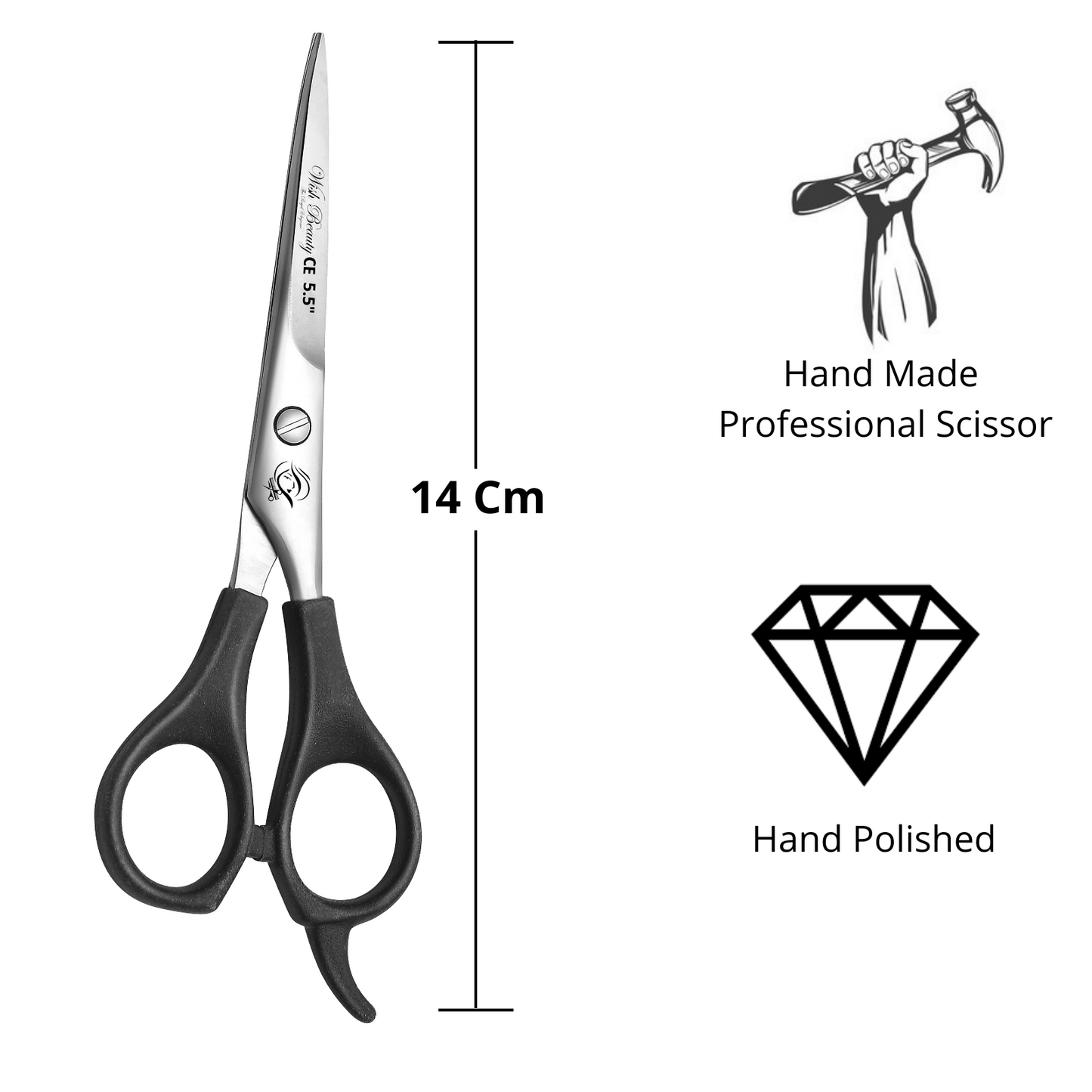 Black Handle Hairdressers Or Home Use 5.5" - Wishbeautyscissors