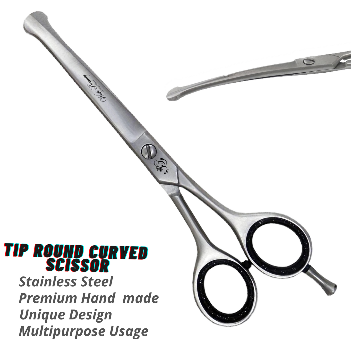 Professional Dog Grooming Shears | Pet Hair Cutting Scissors Set, with Rounded Safety Tips & Sharp Stainless-Steel Blades. for Body, Paw and Face Trimming - Wishbeautyscissors