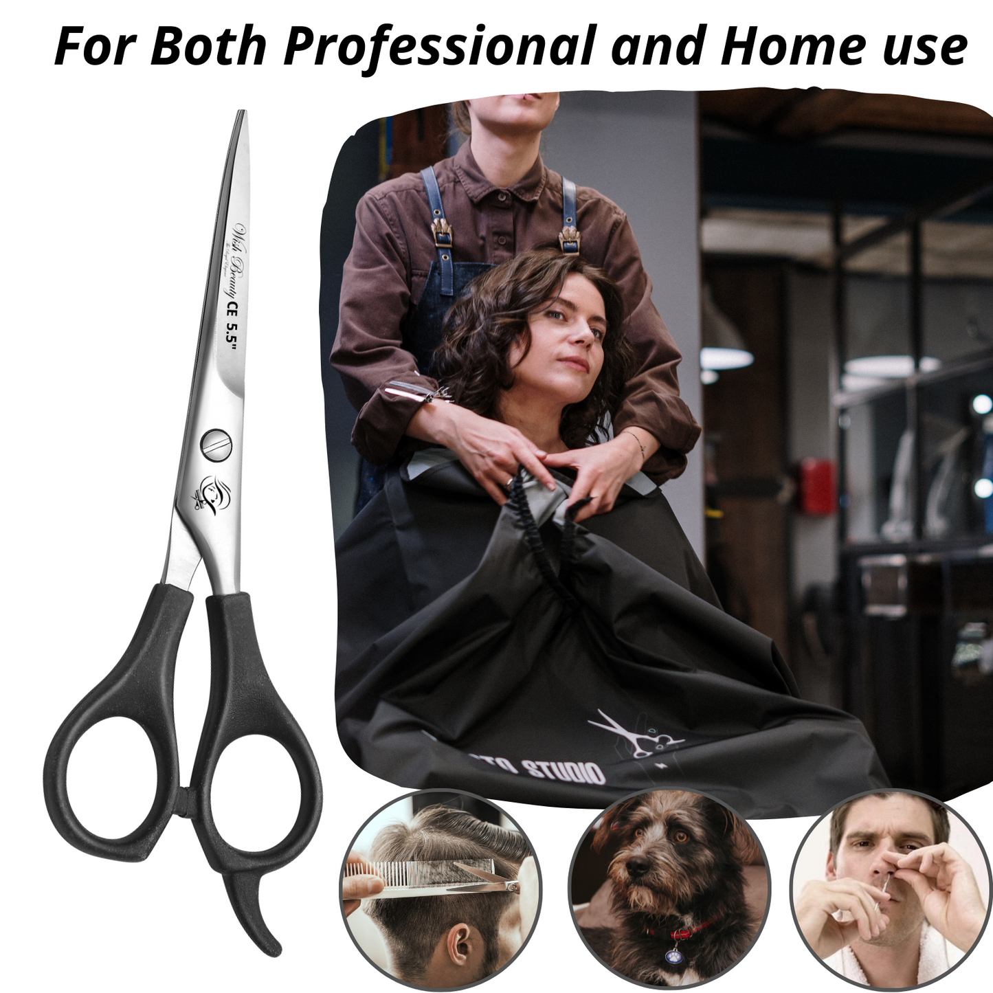 Black Handle Hairdressers Or Home Use 5.5" - Wishbeautyscissors
