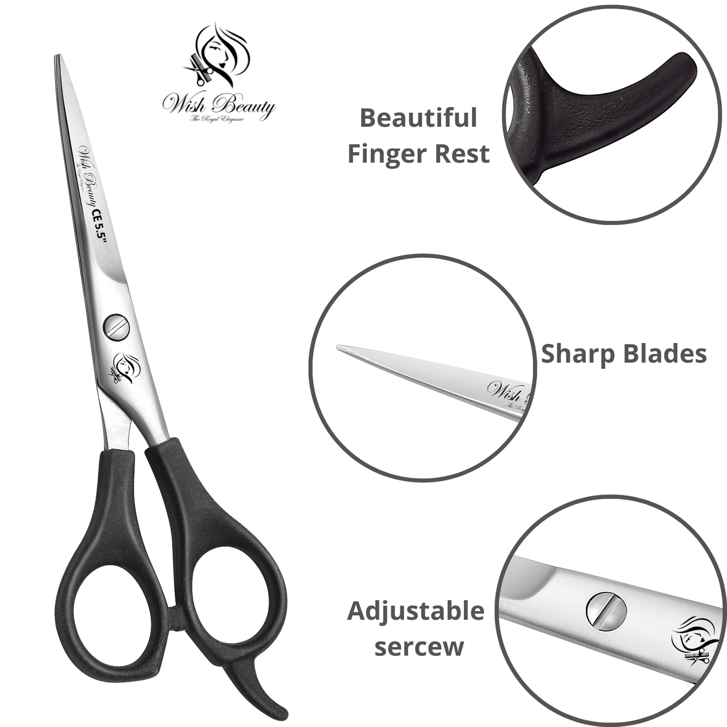 Black Handle Hairdressers Or Home Use 5.5" - Wishbeautyscissors