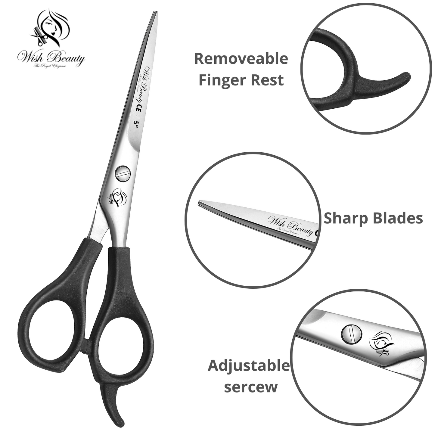 Black Handle Hairdressers Or Home Use 5" - Wishbeautyscissors