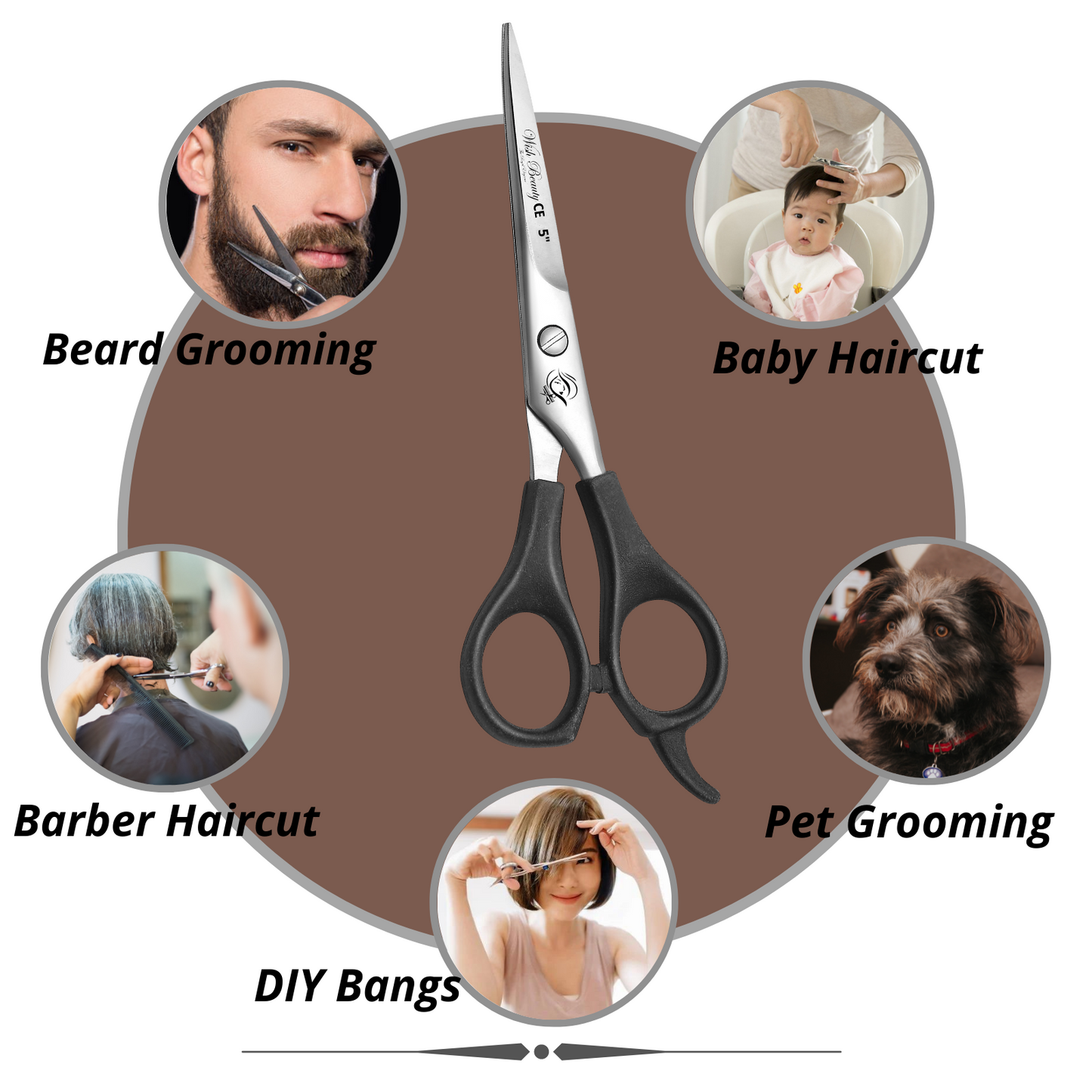 Black Handle Hairdressers Or Home Use 5" - Wishbeautyscissors