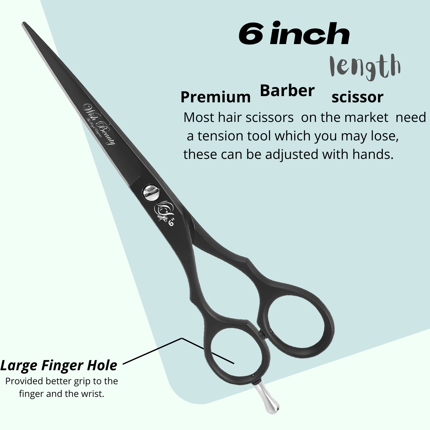 Professional Left Handed Hairdressing Scissors Barber Salon Hair Cutting 6 inch scissors - Wishbeautyscissors