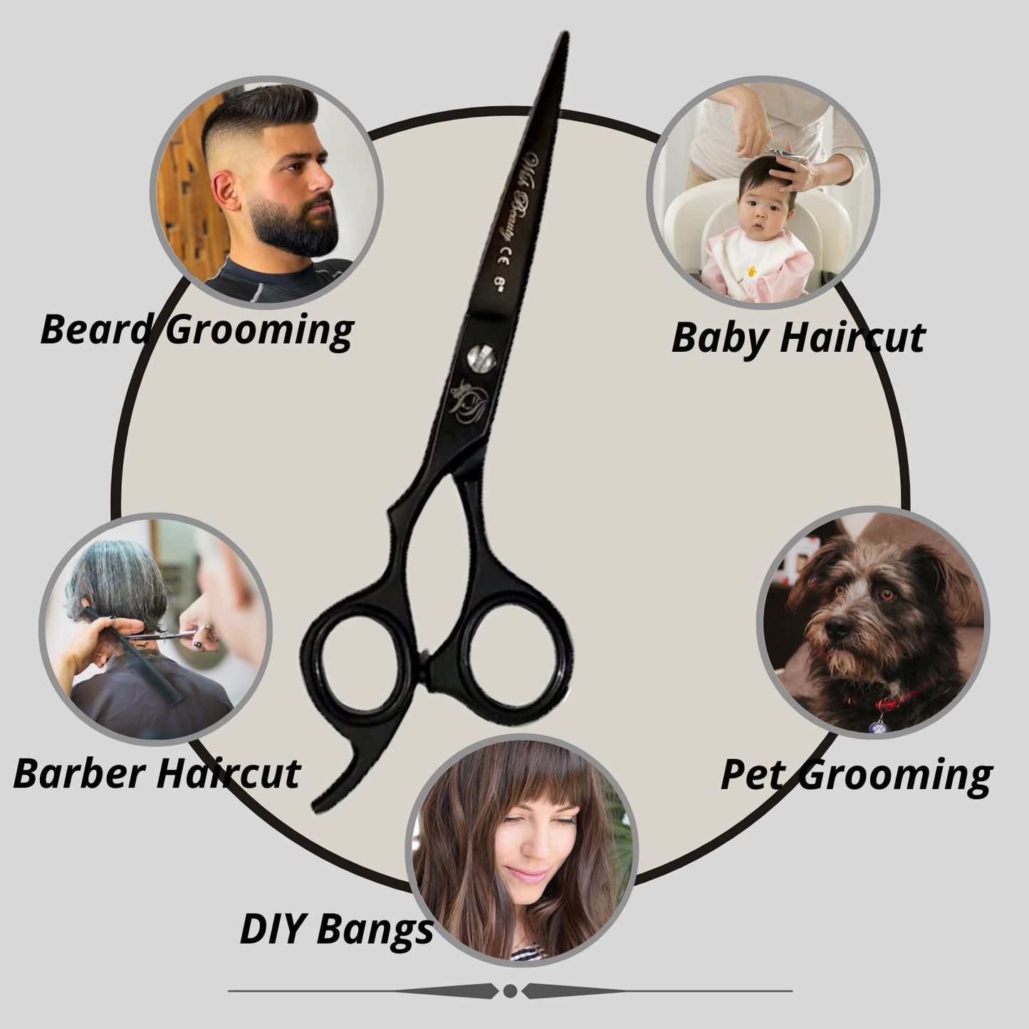 Black Hairdressers Scissors Left Handed 6" - Wishbeautyscissors