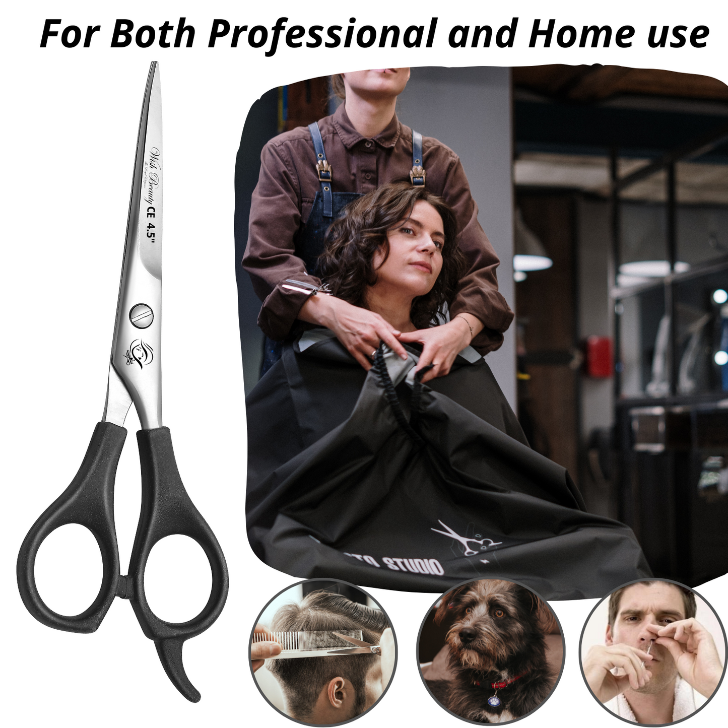 Black Handle Hairdressers Or Home Use 4.5" - Wishbeautyscissors