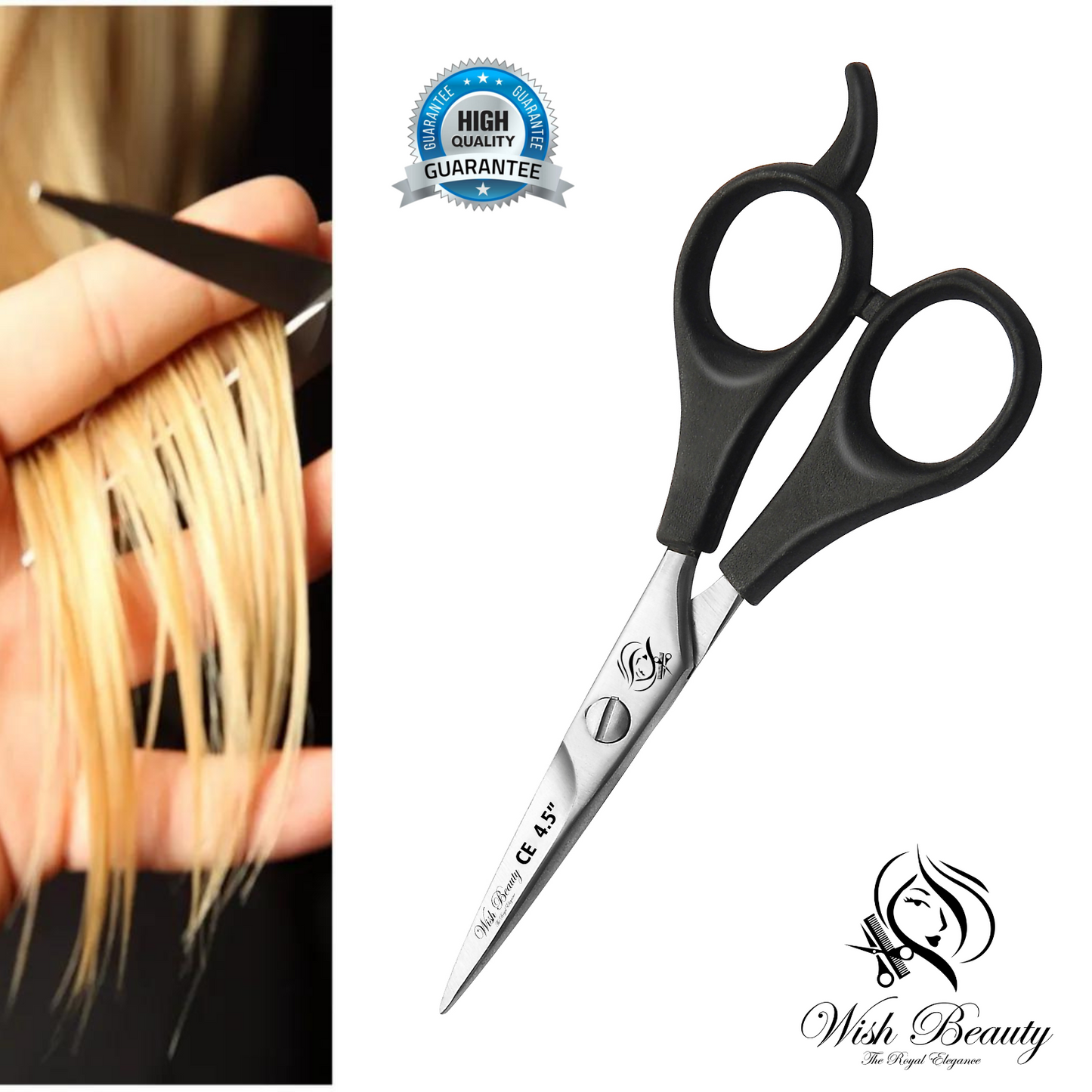 Black Handle Hairdressers Or Home Use 4.5" - Wishbeautyscissors