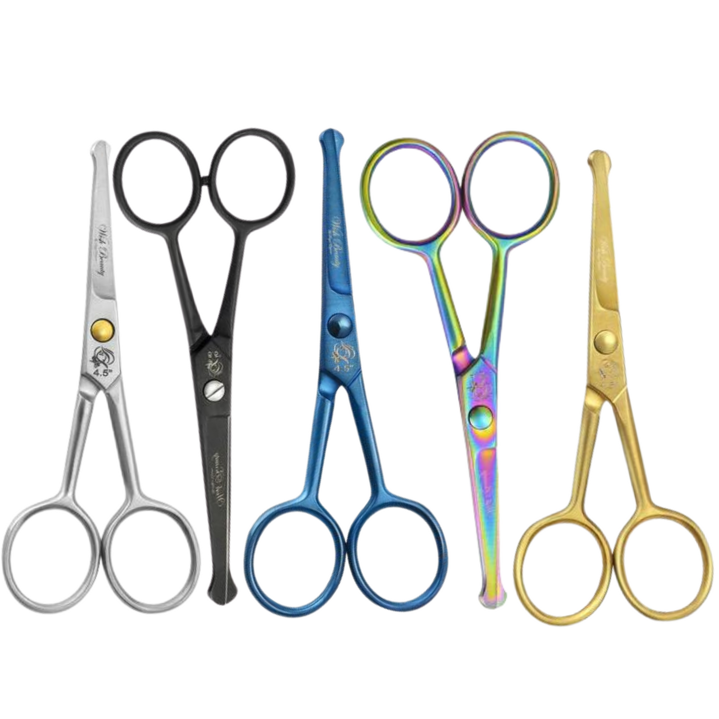 Professional Pet Grooming Scissors - 4.5 inch Multi Colour with Round Tip