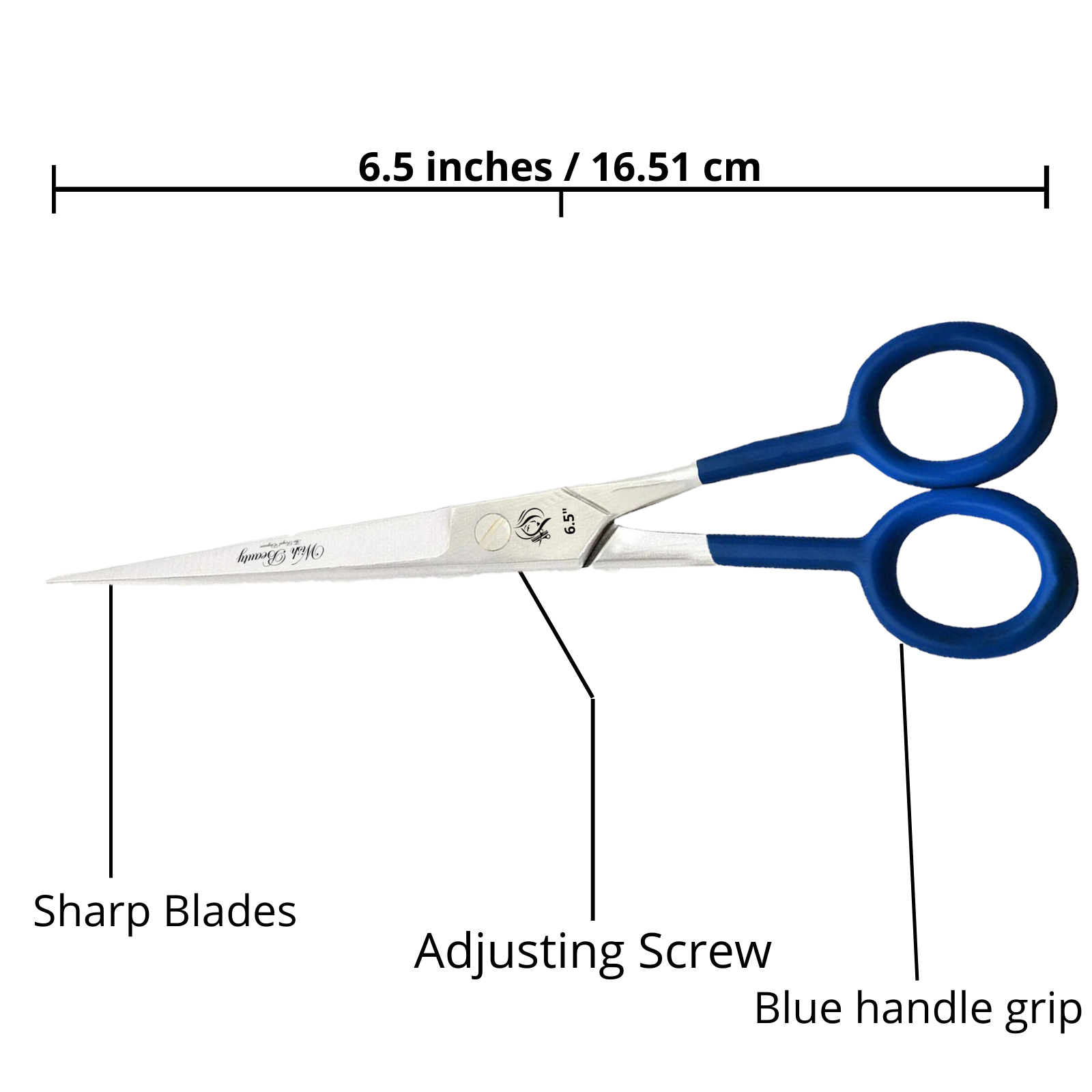 Blue handle barber shears 7" - Wishbeautyscissors