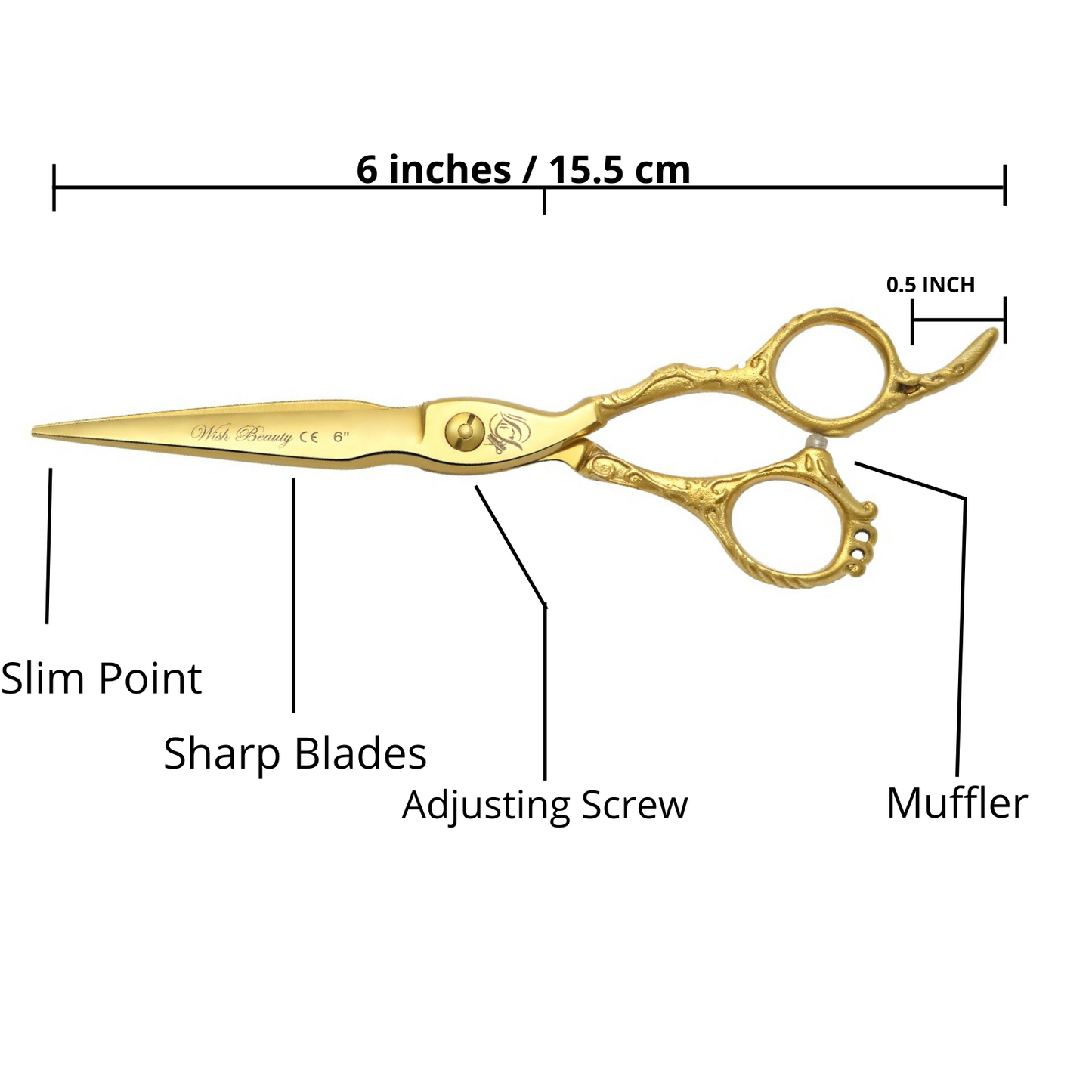 Hairdressing Scissors -Professional 6" Hair dressing Scissors Hairdressers Hair Cutting Shears – Hair Cutting Scissors - for Men and Women - Wishbeautyscissors