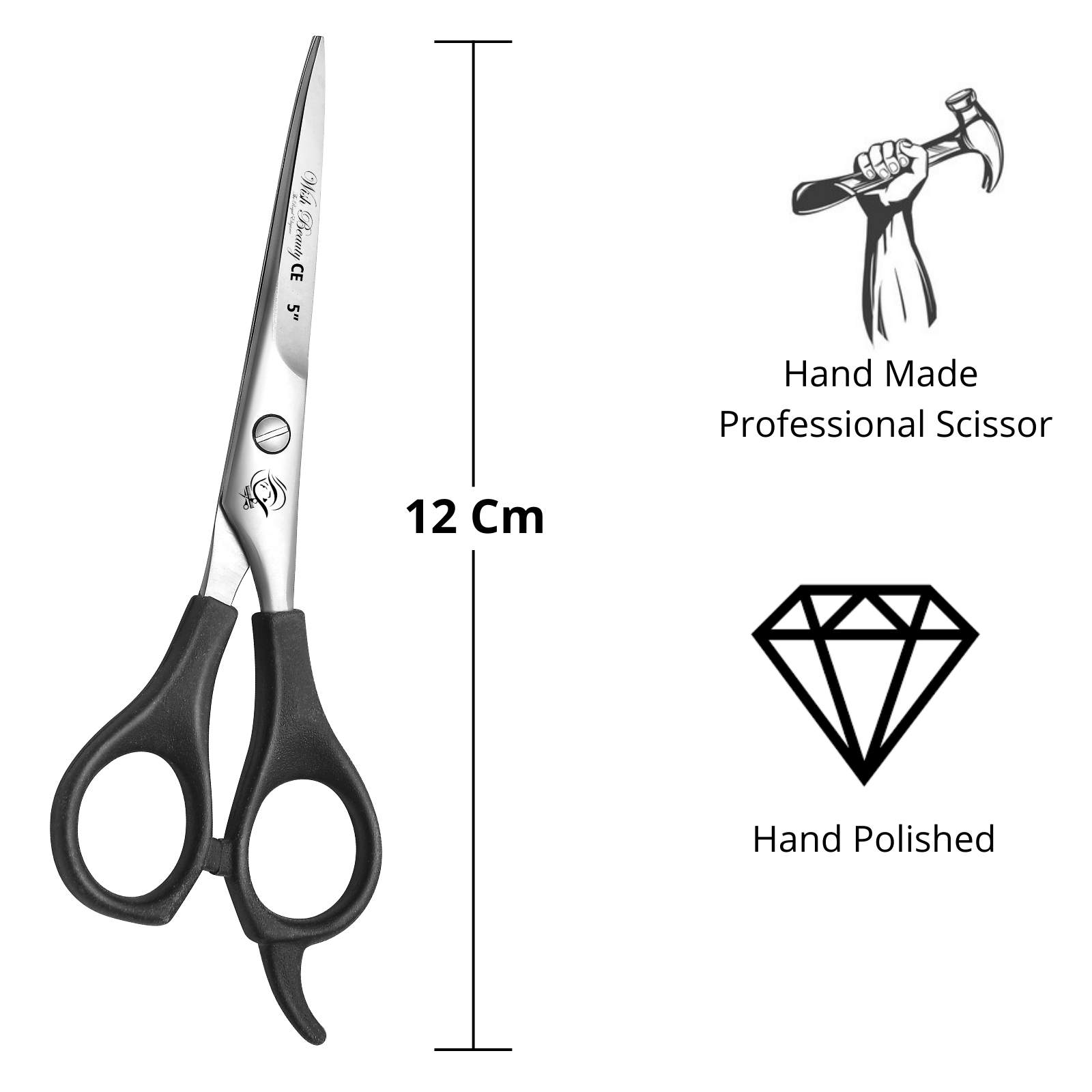 Black Handle Hairdressers  Or Home Use 5" - Wishbeautyscissors