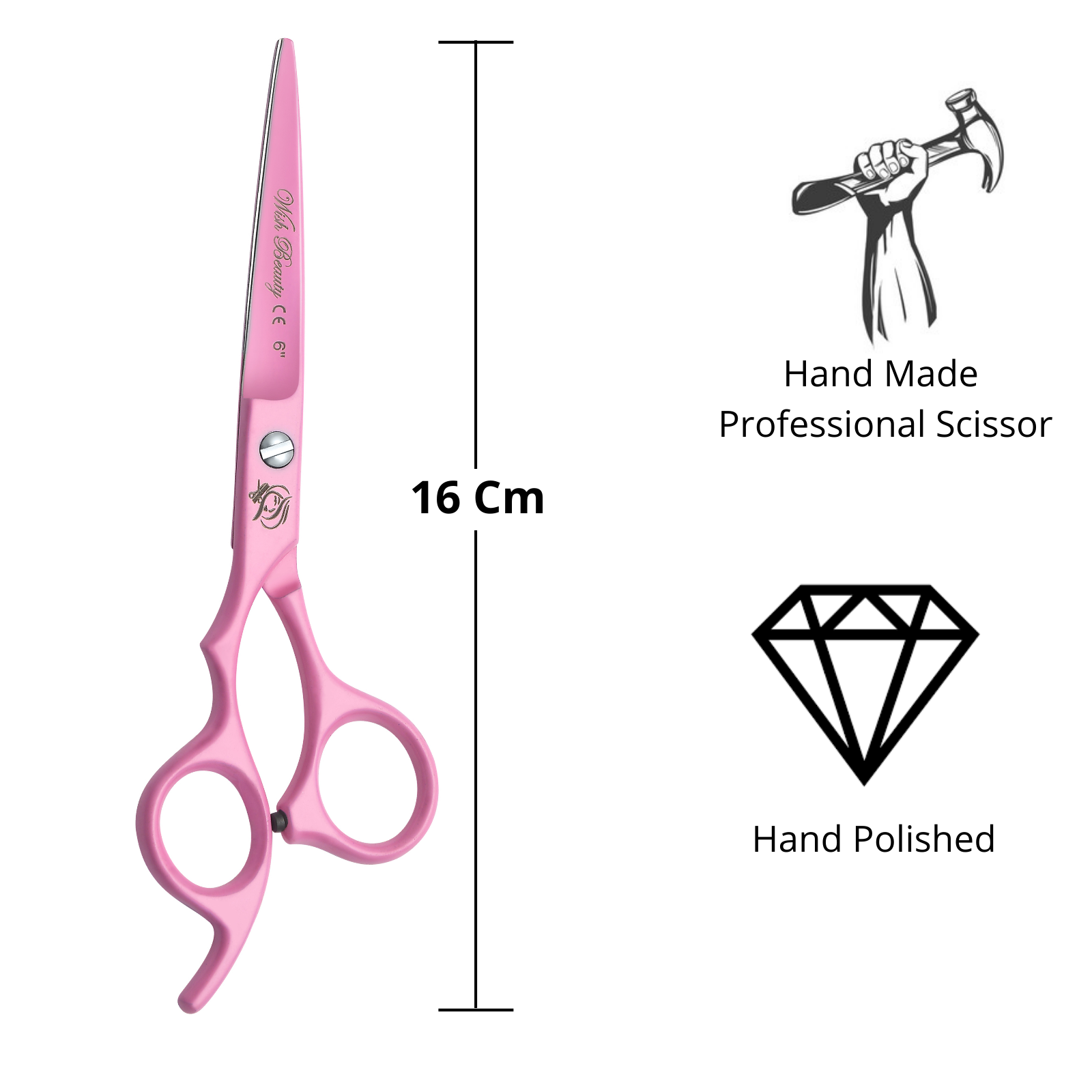 Pink Hairdressers scissors left handed 6" - Wishbeautyscissors