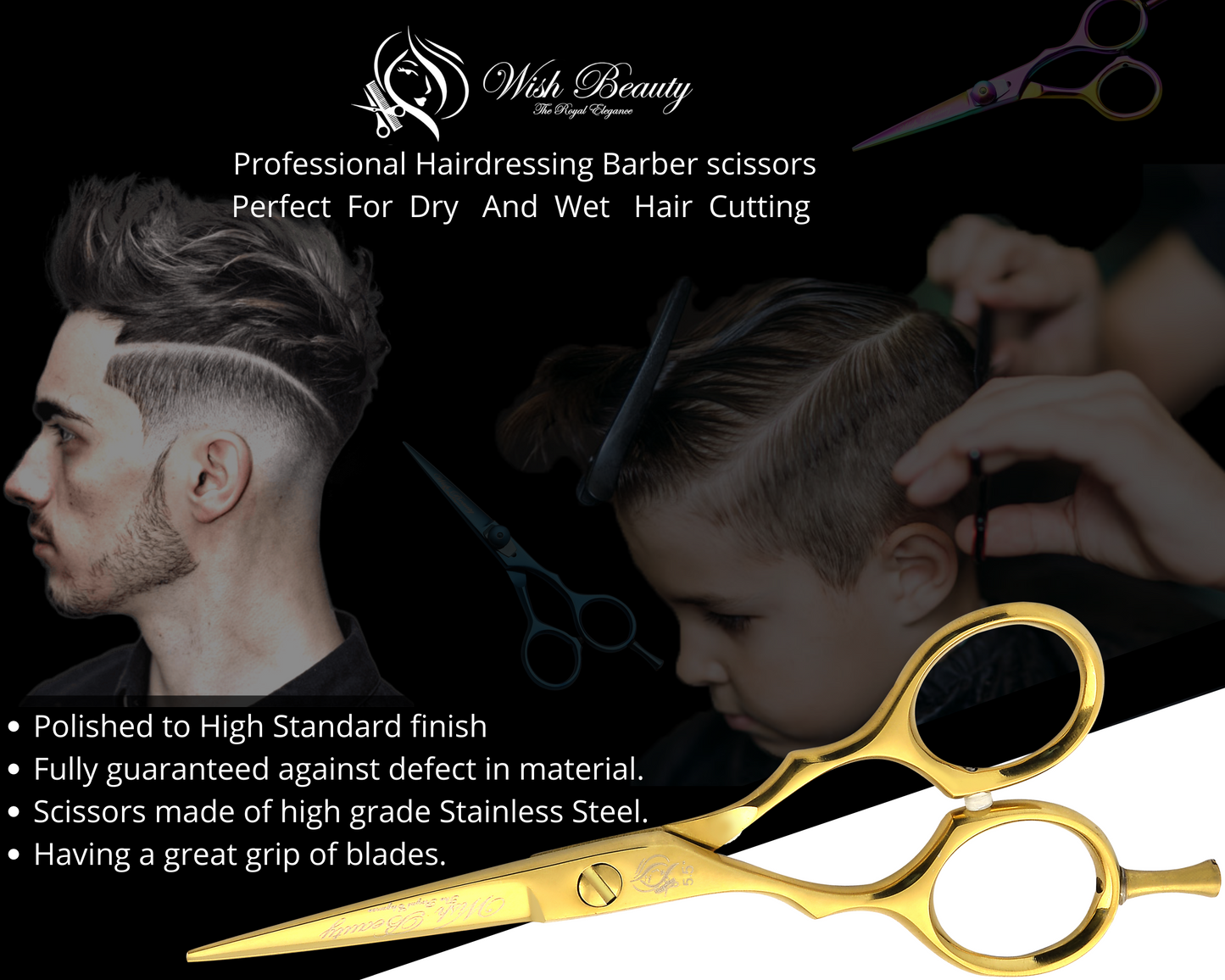 Left Hand Hairdressing Scissors 5 Inch Professional Hair Cutting Scissors and Thinning Shears with Case for Barber Salon - Wishbeautyscissors