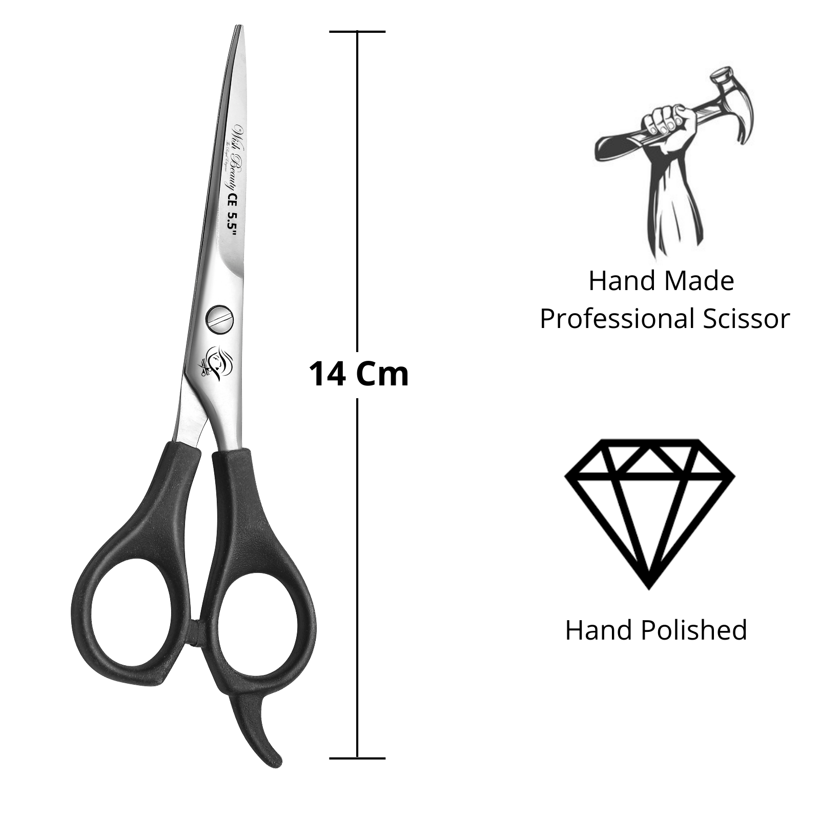 Black Handle Hairdressers  Or Home Use 5.5" - Wishbeautyscissors