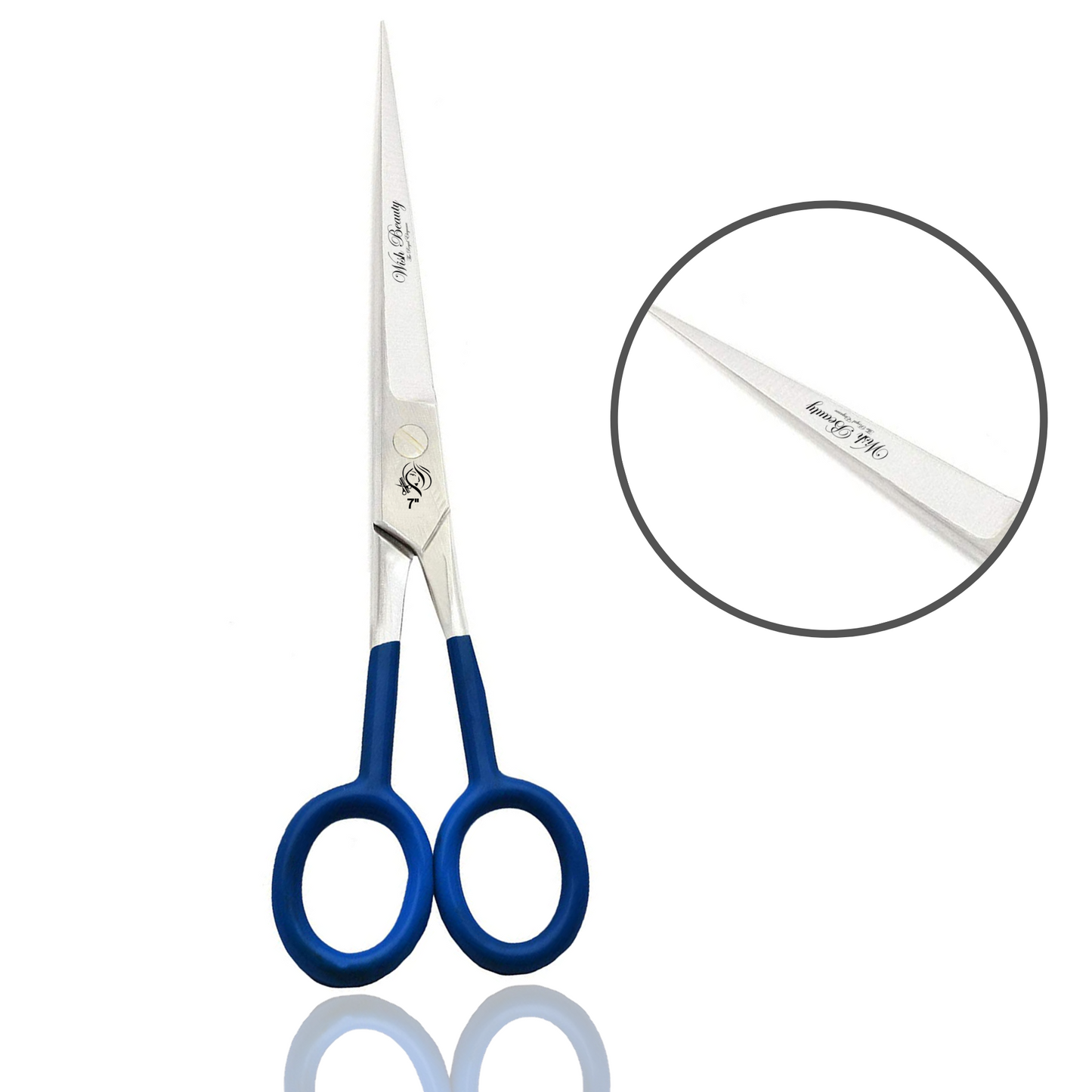 Blue handle barber shears 7" - Wishbeautyscissors