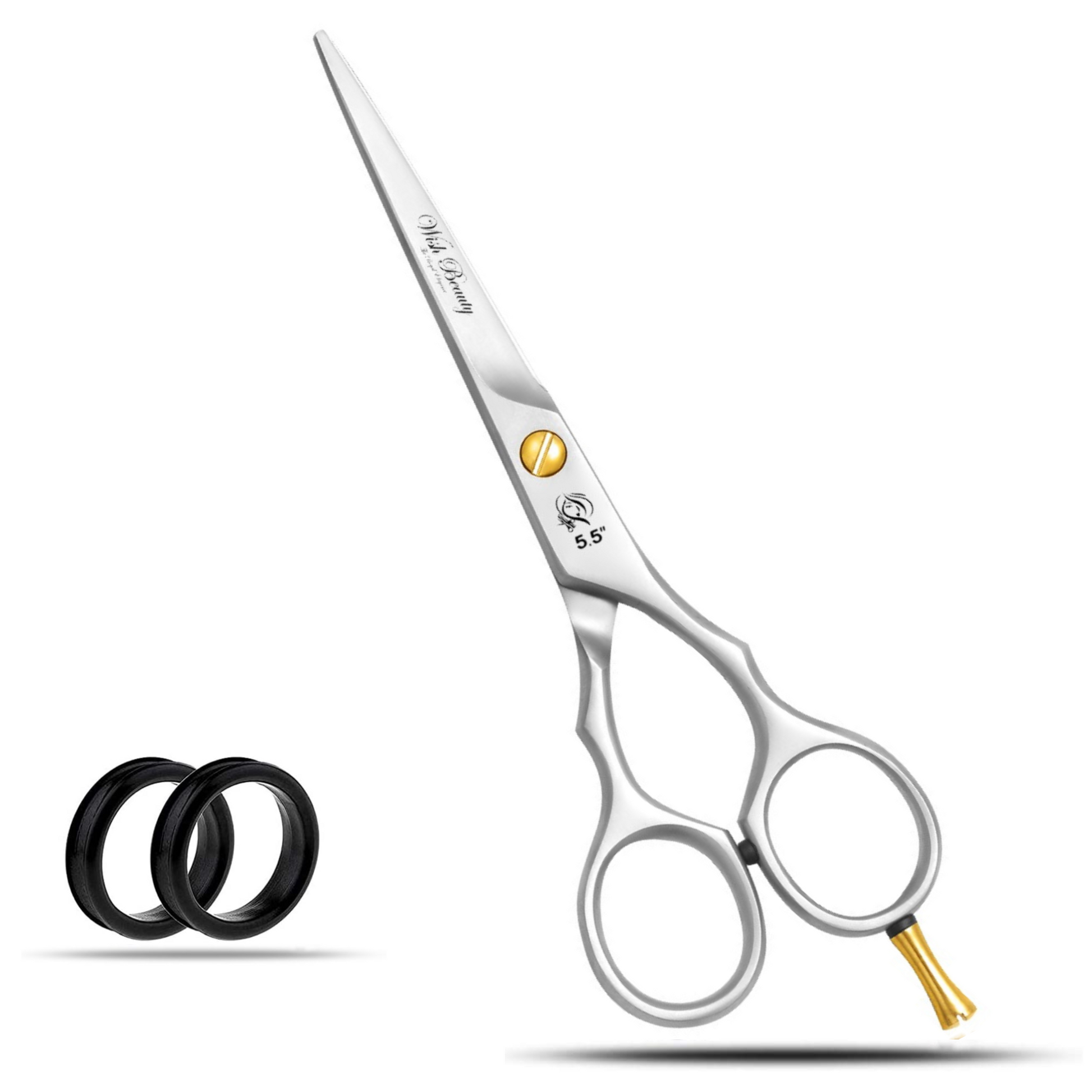 Professional Hair Cutting 5.5" Barber Scissors, Stainless Steel, with Finger rest - Wishbeautyscissors