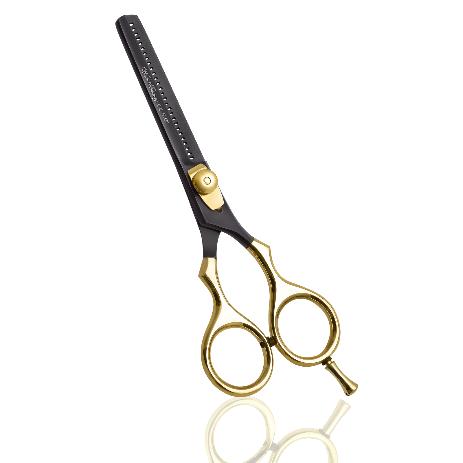 Black And Gold Hairdressers Thinning Scissors 5.5" - Wishbeautyscissors