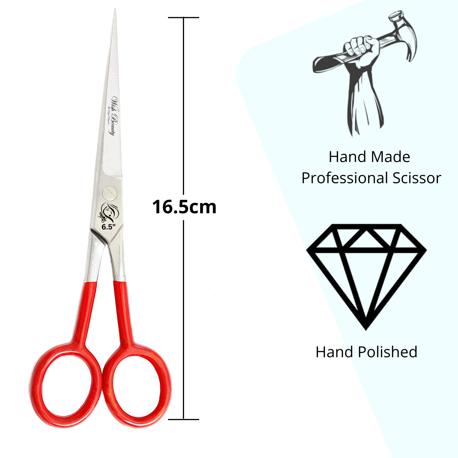 Hairdressing Scissors for Hair Cutting - Stainless Steel 6.5 inch Hair Scissors with Sharp Edge Hair Cutting Scissors - Home, Men, Women - Wishbeautyscissors