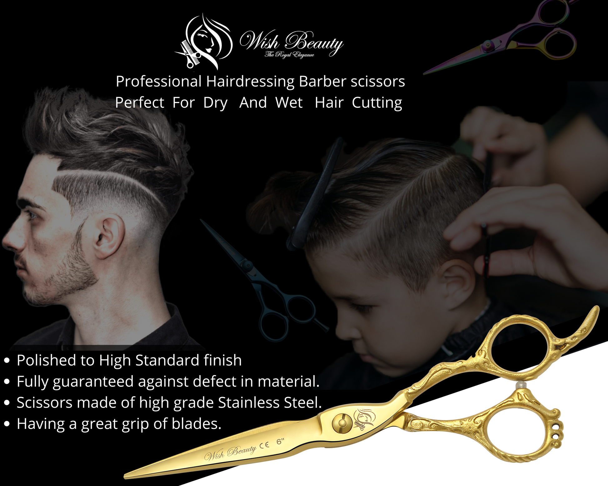 Hairdressing Scissors -Professional 6" Hair dressing Scissors Hairdressers Hair Cutting Shears – Hair Cutting Scissors - for Men and Women - Wishbeautyscissors