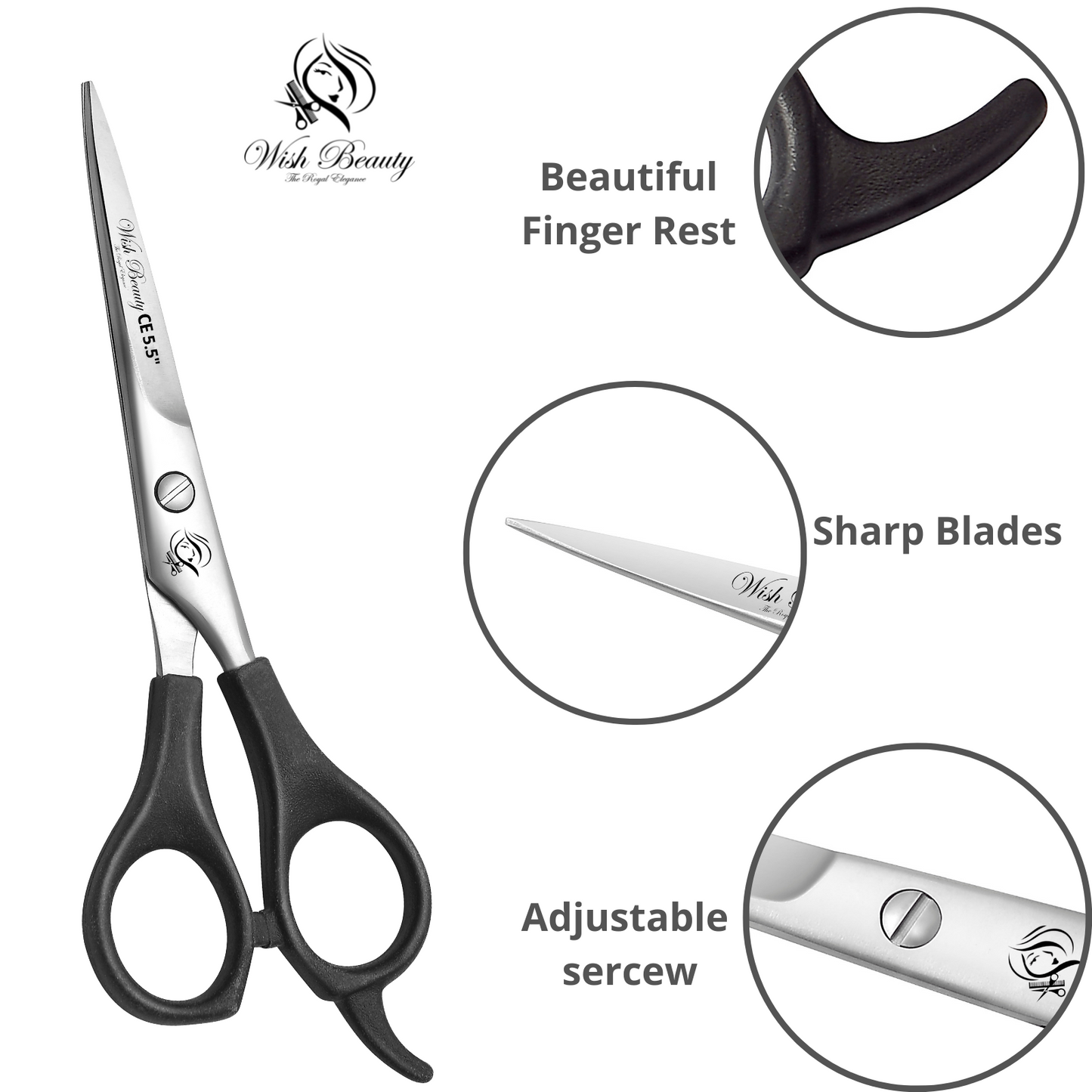 Black Handle Hairdressers  Or Home Use 5.5" - Wishbeautyscissors