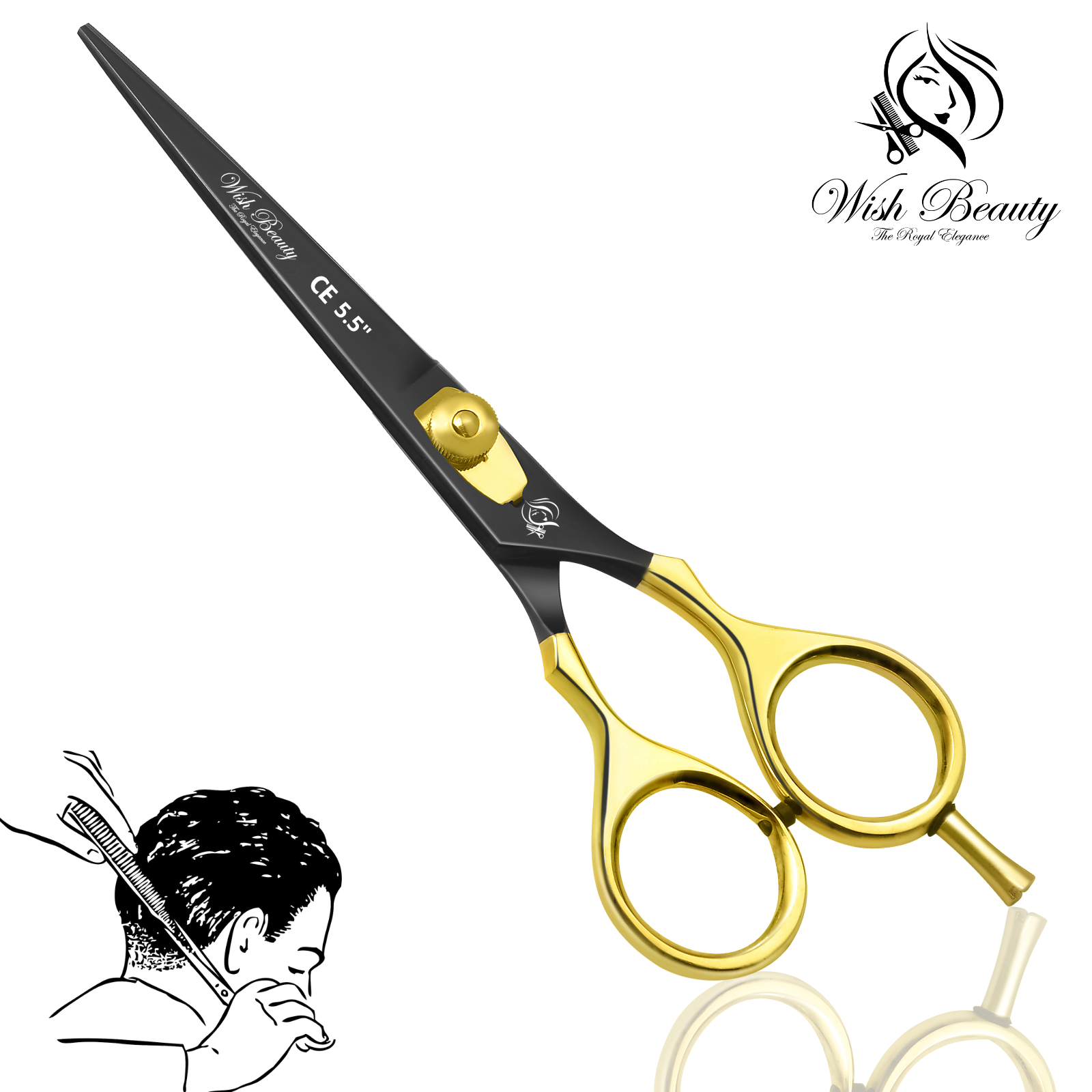 Black And Gold Superior Hairdressers Scissors 5.5" - Wishbeautyscissors