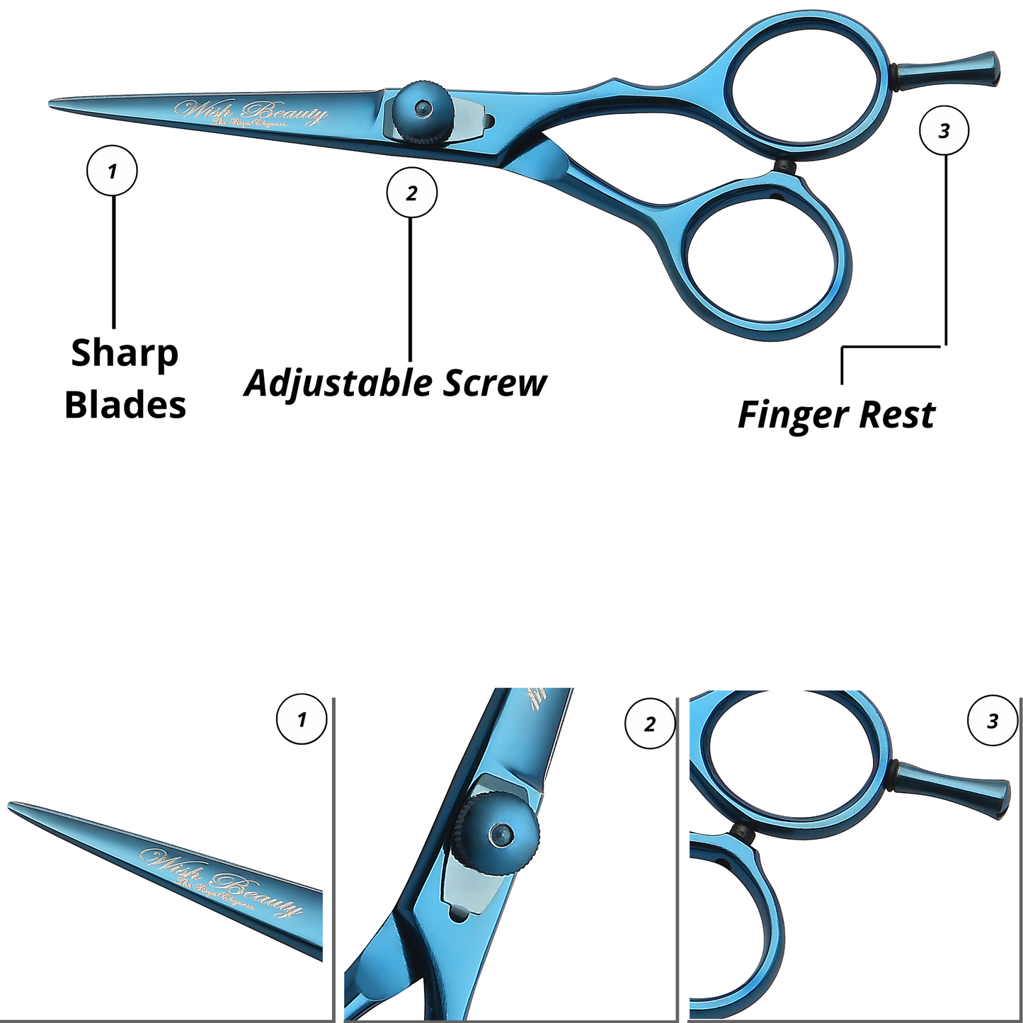 Hair Cutting - Razor Sharp Barber Scissors Blades - Right Handed Hairdresser Scissors - Wishbeautyscissors