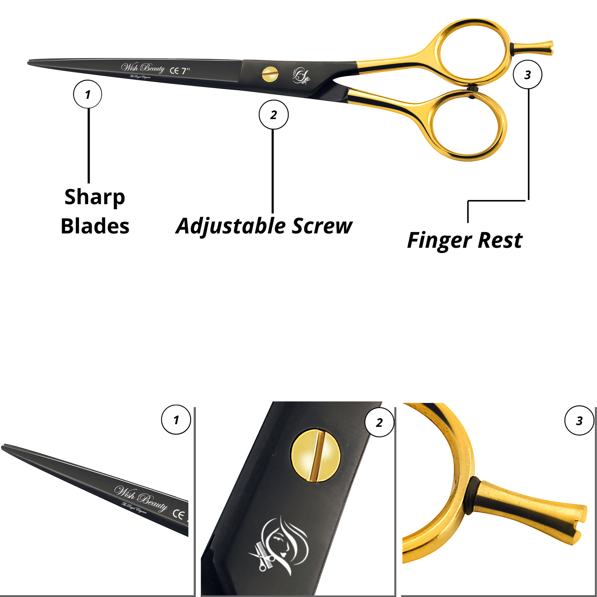 Barber Salon Hair Cutting Scissors 7 inch - Wishbeautyscissors