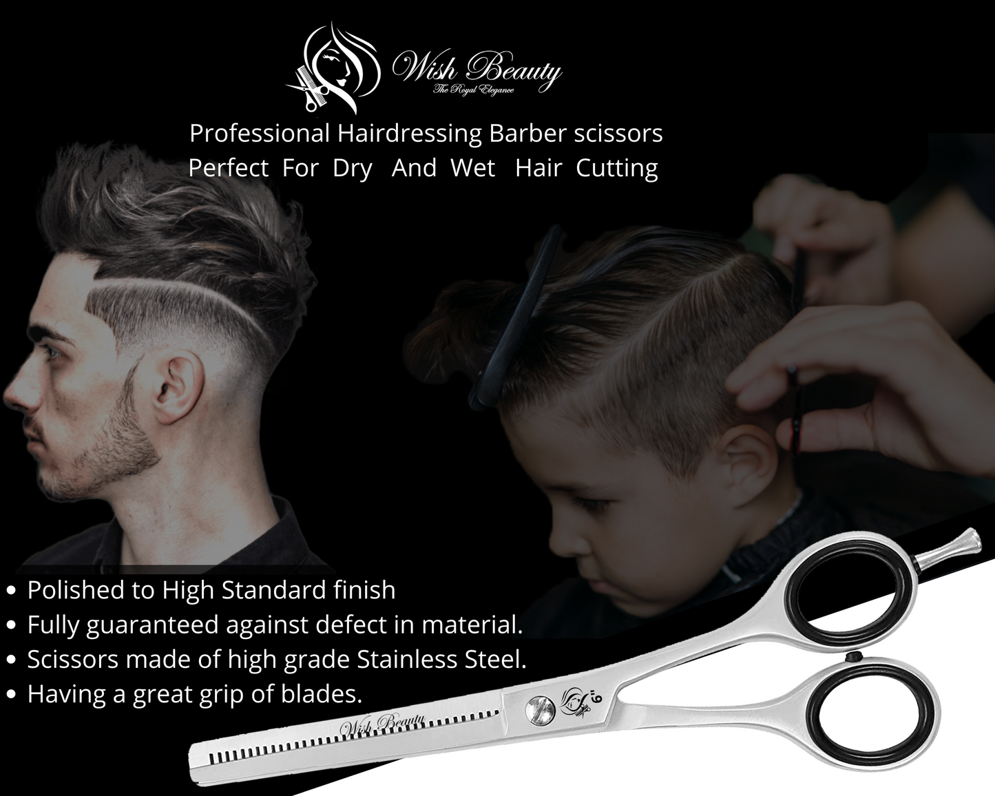 Hair Cutting Scissors Professional Home Haircutting Barber/Salon Thinning Shears Kit with Comb and Case for Men/Women - Wishbeautyscissors