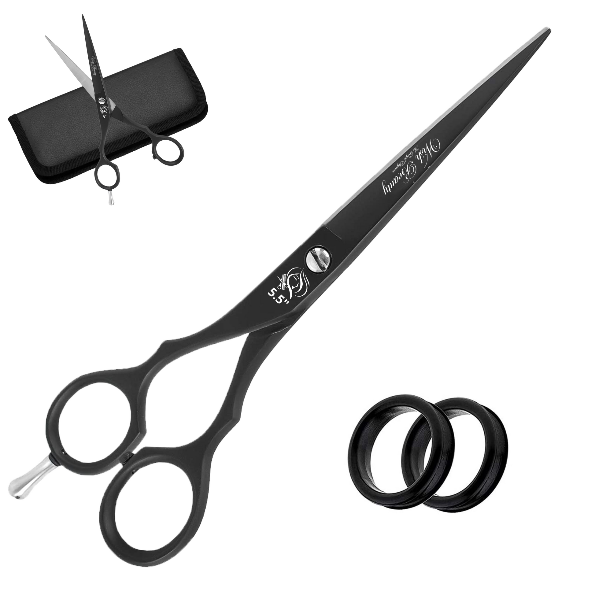 5.5" Left Hand Professional Salon Hair Cutting Scissors and Thinning Shears - Perfect for Left-handed Hairdresser - Wishbeautyscissors