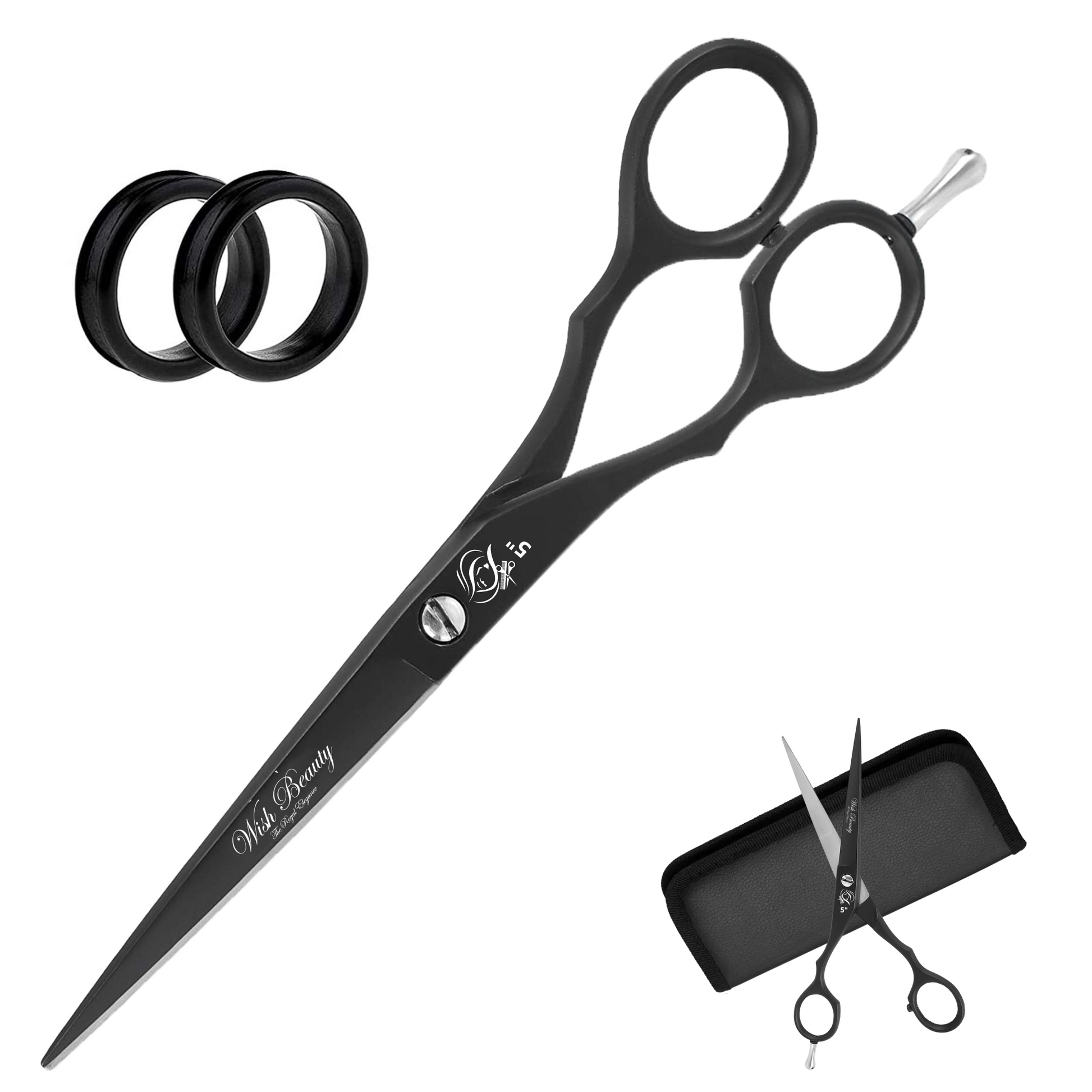 Left Hand Hairdressing Scissors 5 Inch Professional Hair Cutting Scissors and Thinning Shears with Case for Barber Salon - Wishbeautyscissors