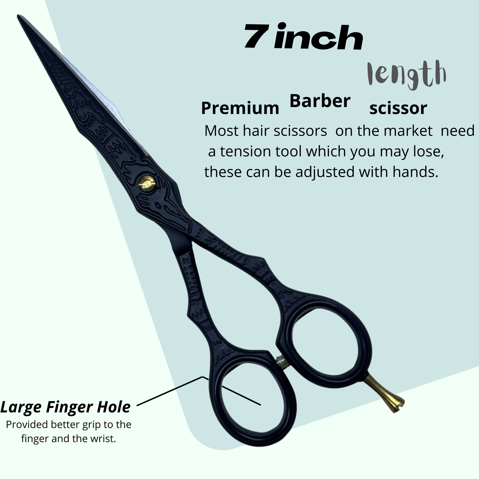 Professional Hair Cutting 5.5" Barber Scissors, Stainless Steel, with Finger rest - Wishbeautyscissors