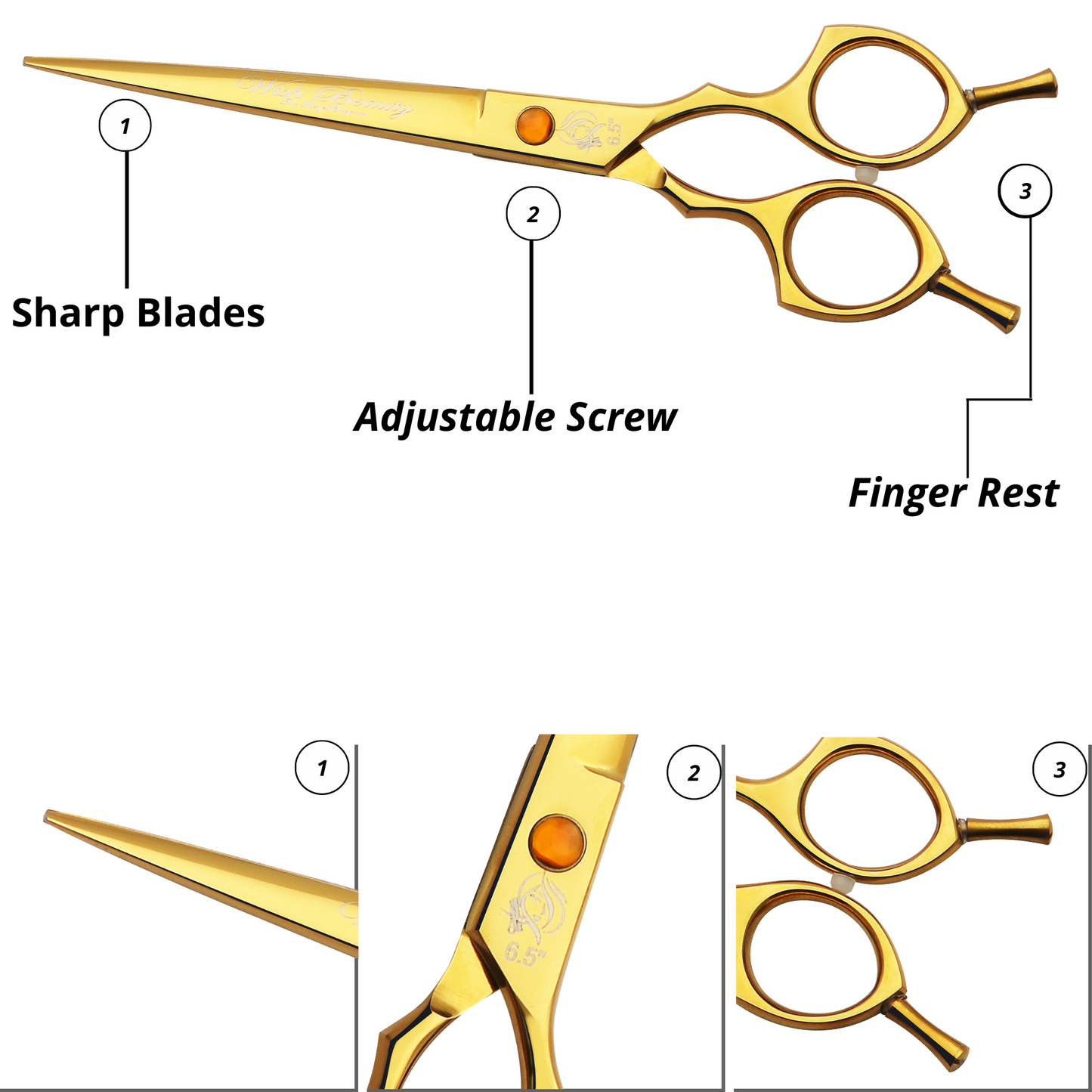 Premium 6.5 Inch Pet Grooming Scissors – Curved Shears for Dogs & Cats