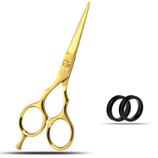 Left Hand Hairdressing Scissors 5 Inch Professional Hair Cutting Scissors and Thinning Shears with Case for Barber Salon - Wishbeautyscissors