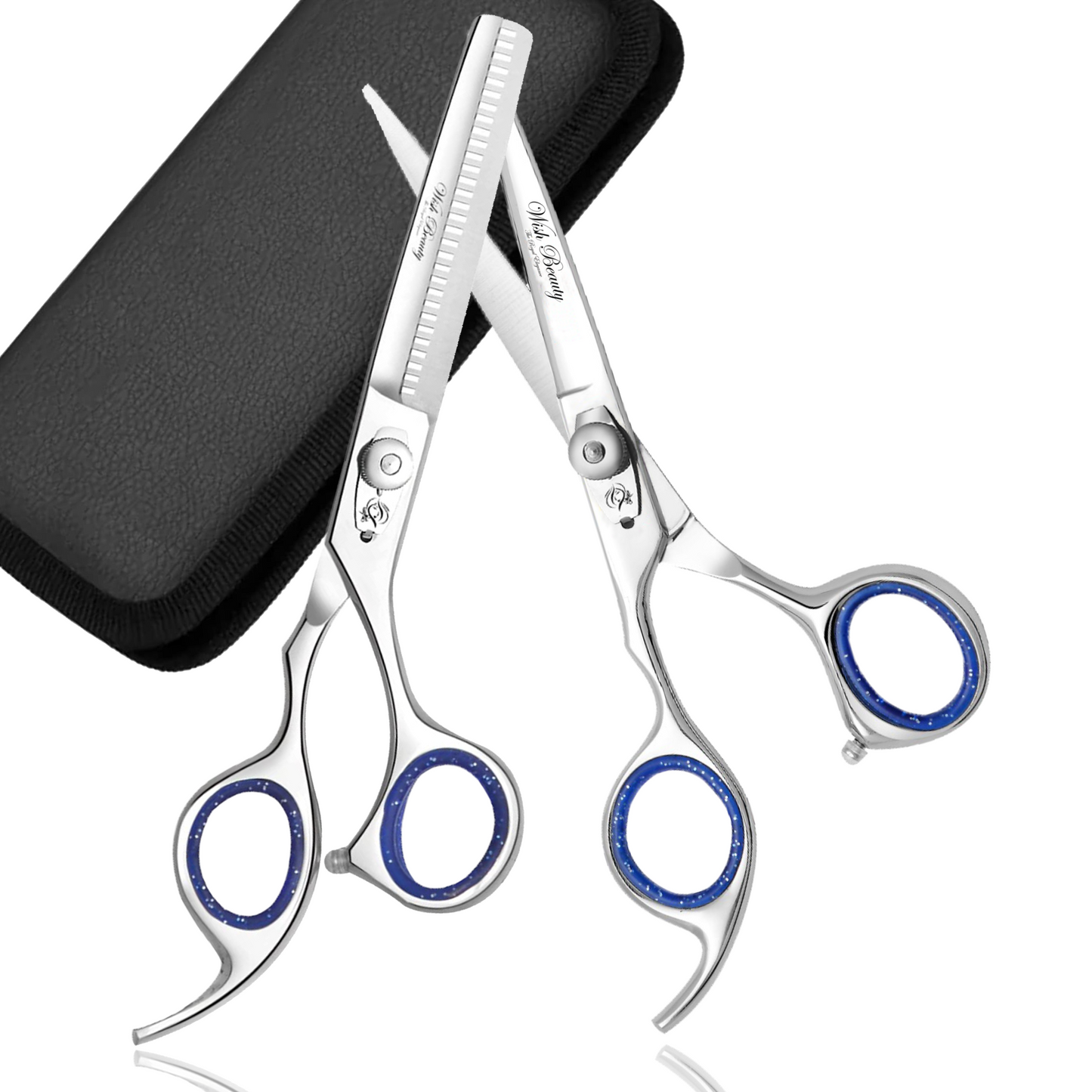 Hairdressing Left Handed Scissors 5 Inch Professional Hair Cutting Scissors and Thinning Shears with Case for Barber Salon - Wishbeautyscissors