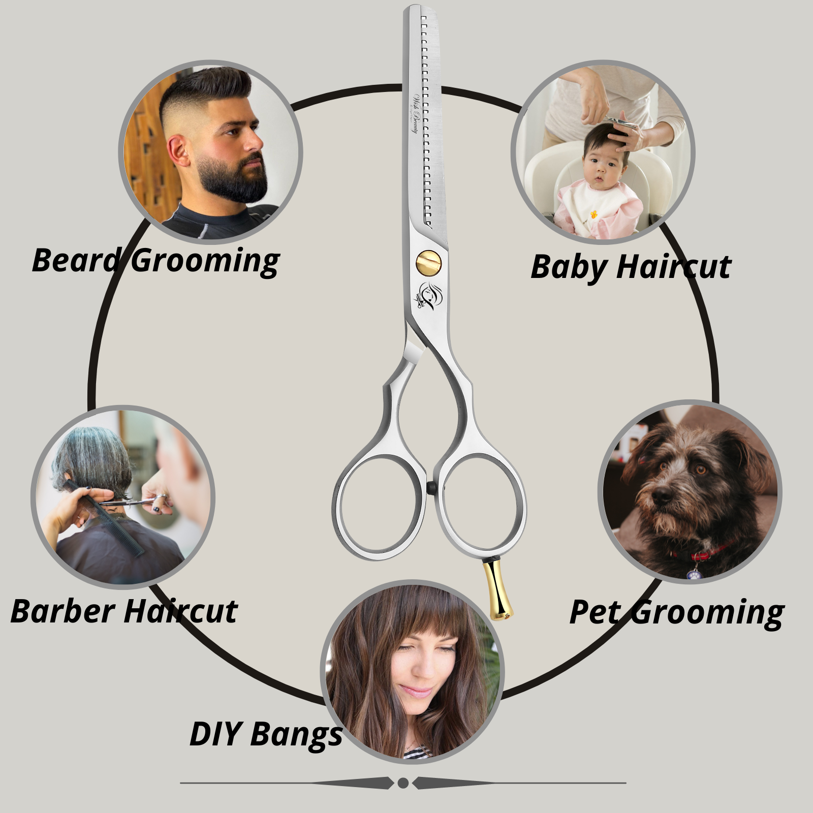 Professional Hair Cutting Thinning Scissors Set – 6 Inch Stainless Steel, Gold/Black, Right Handed
