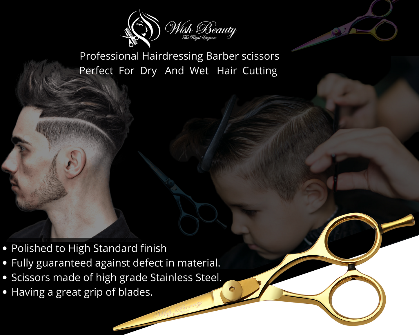 Hairdressing Scissors- 5.5" Barber Salon Hair Scissors Professional- Sharp Stainless Steel - Wishbeautyscissors