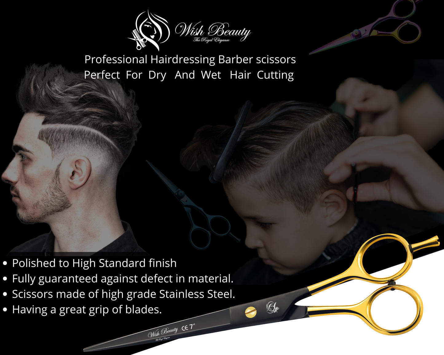 Barber Salon Hair Cutting Scissors 7 inch - Wishbeautyscissors