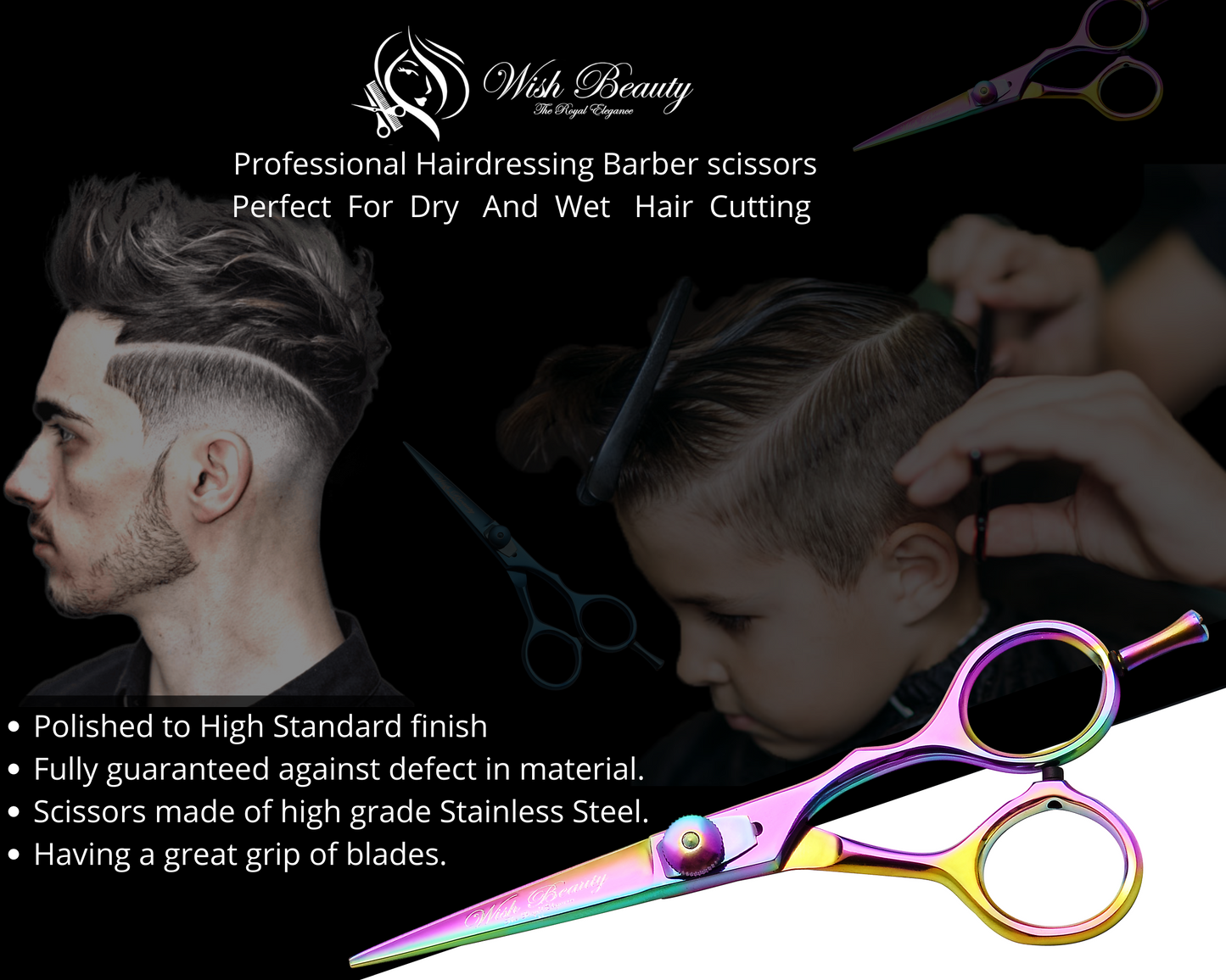 Hair Cutting - Razor Sharp Barber Scissors Blades - Right Handed Hairdresser Scissors - Wishbeautyscissors