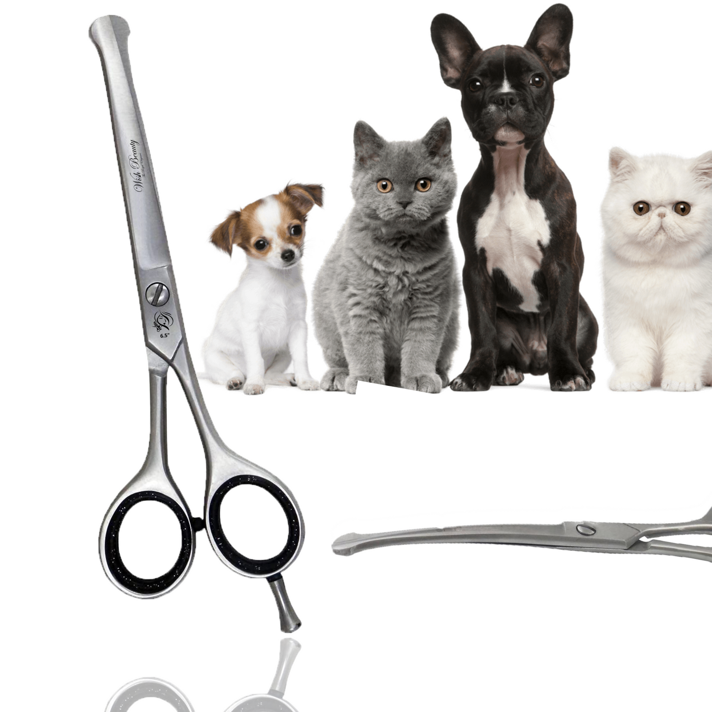 Professional Dog Grooming Shears | Pet Hair Cutting Scissors Set, with Rounded Safety Tips & Sharp  Stainless-Steel Blades. for Body, Paw and Face Trimming - Wishbeautyscissors