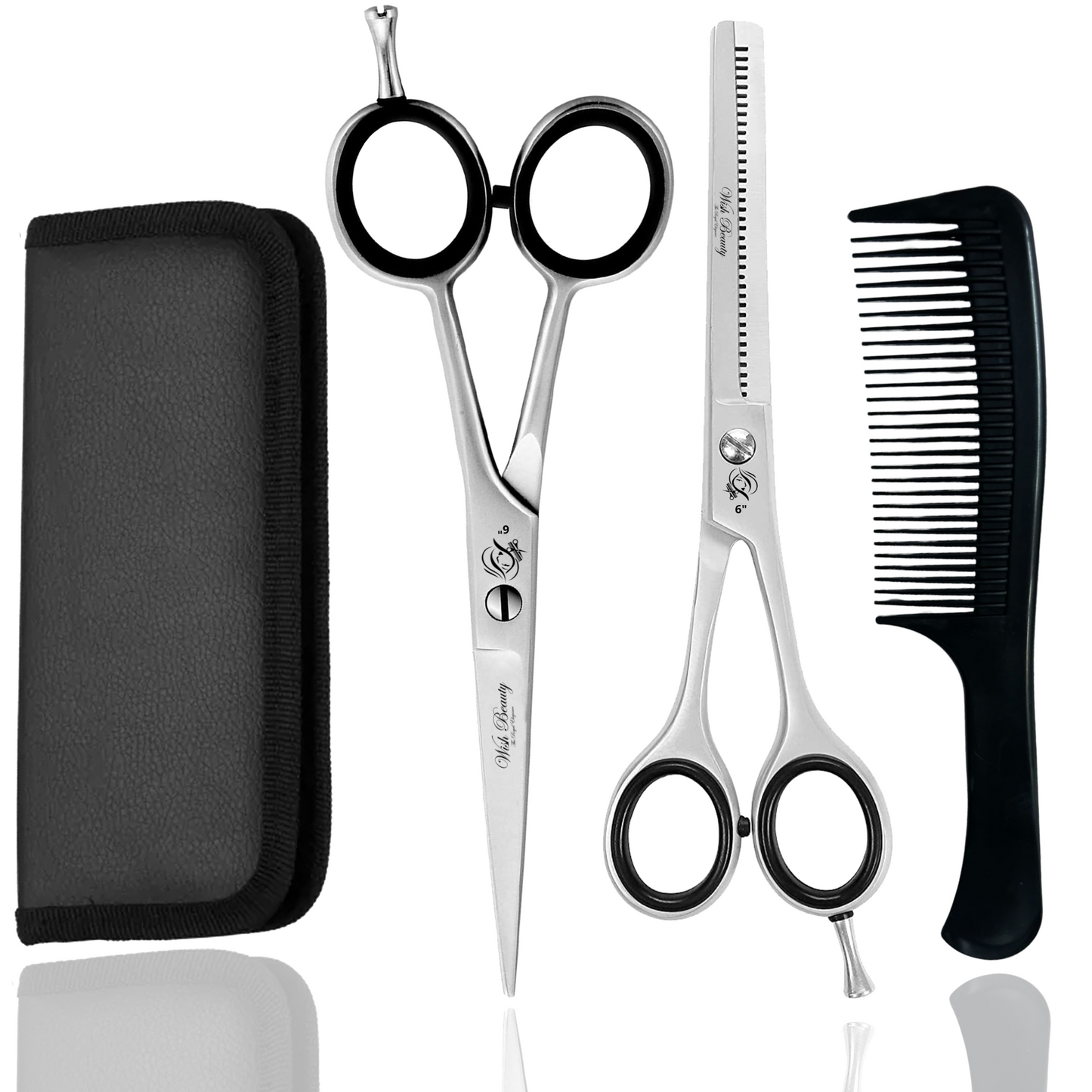 Hair Cutting Scissors Professional Home Haircutting Barber/Salon Thinning Shears Kit with Comb and Case for Men/Women - Wishbeautyscissors