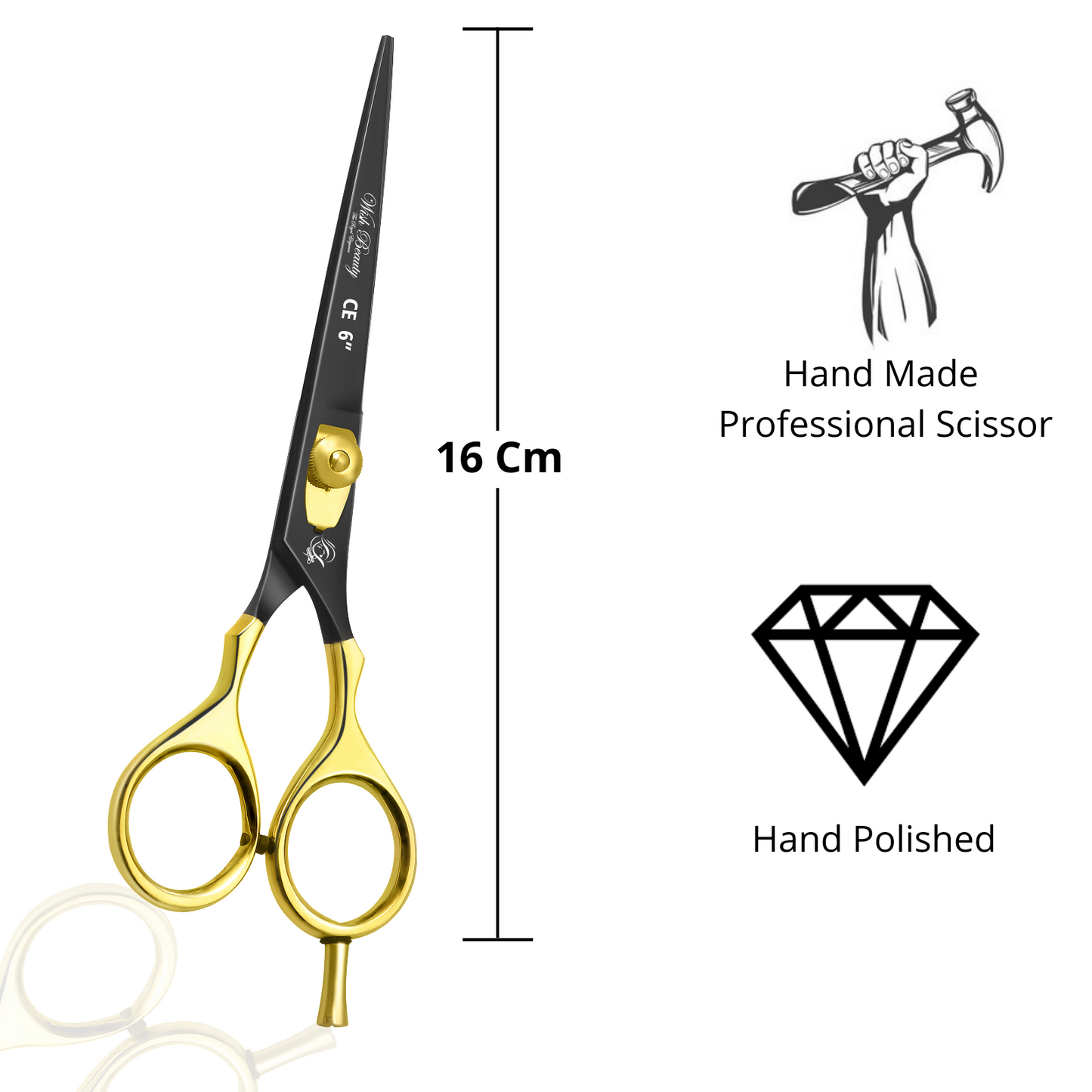 Black And Gold Superior Hairdressers Scissors 6" - Wishbeautyscissors