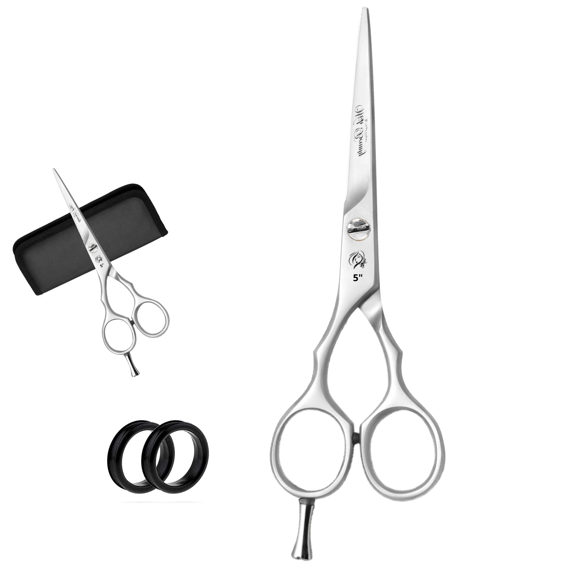 Left Hand Hairdressing Scissors 5 Inch Professional Hair Cutting Scissors and Thinning Shears with Case for Barber Salon - Wishbeautyscissors