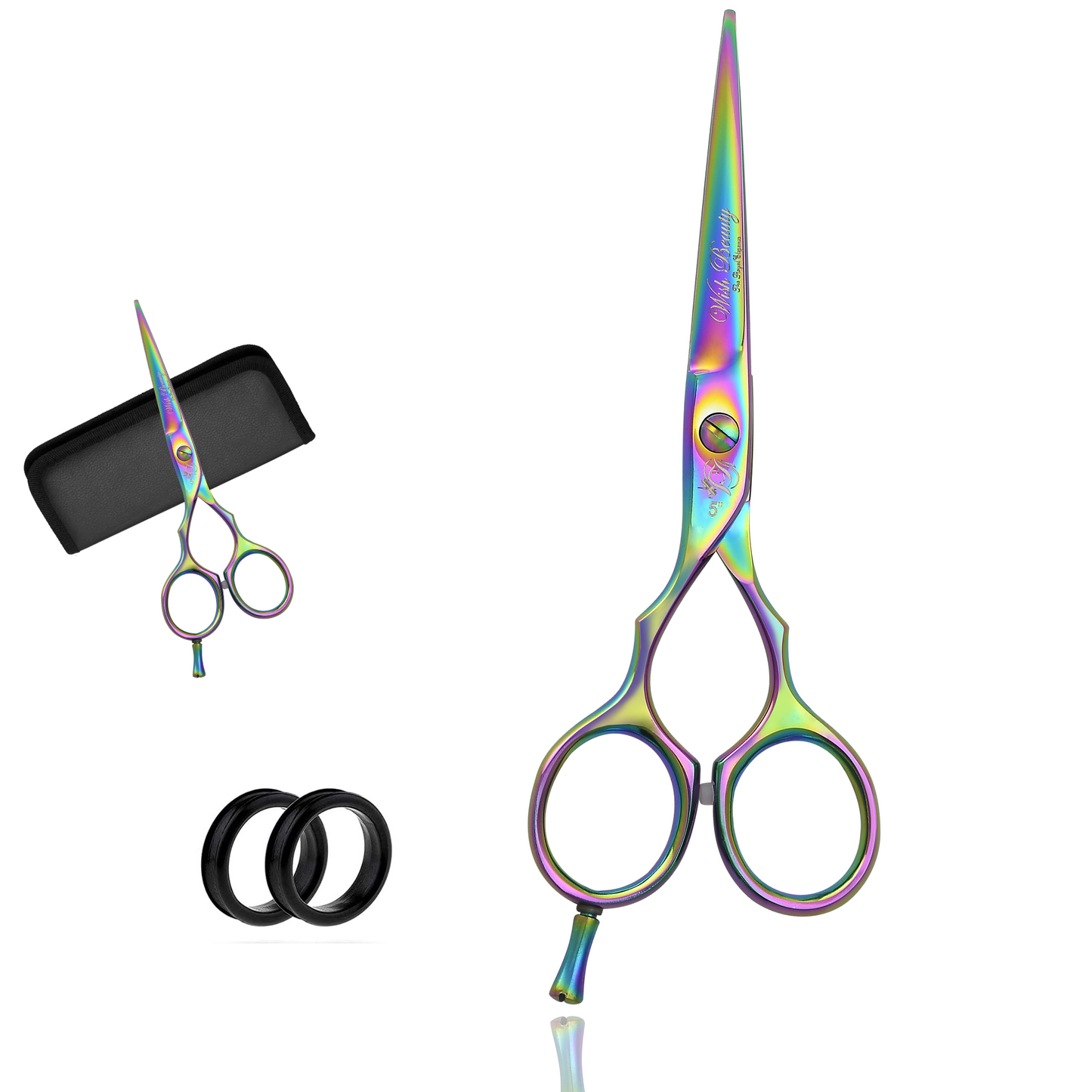 Left Hand Hairdressing Scissors 5 Inch Professional Hair Cutting Scissors and Thinning Shears with Case for Barber Salon - Wishbeautyscissors