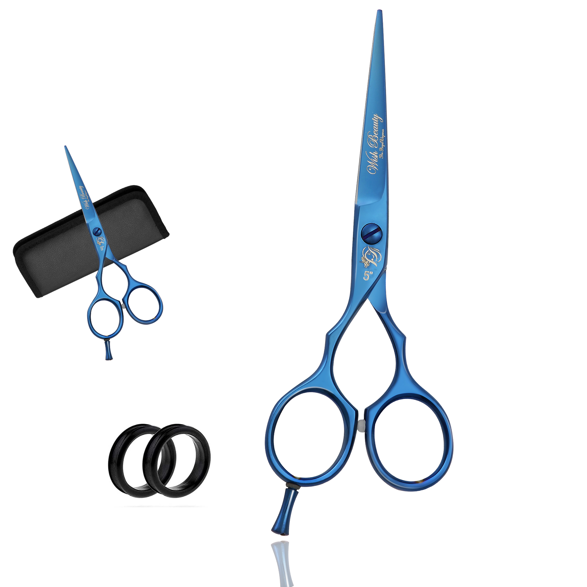 Left Hand Hairdressing Scissors 5 Inch Professional Hair Cutting Scissors and Thinning Shears with Case for Barber Salon - Wishbeautyscissors