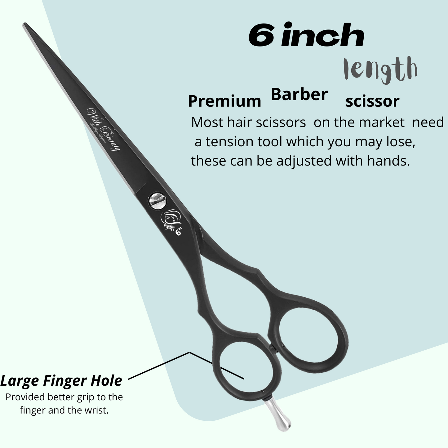 Left Handed Hair Scissors, Left Hand Hair Cutting, Hairdressing and Barber Shears, 6 inch - Wishbeautyscissors