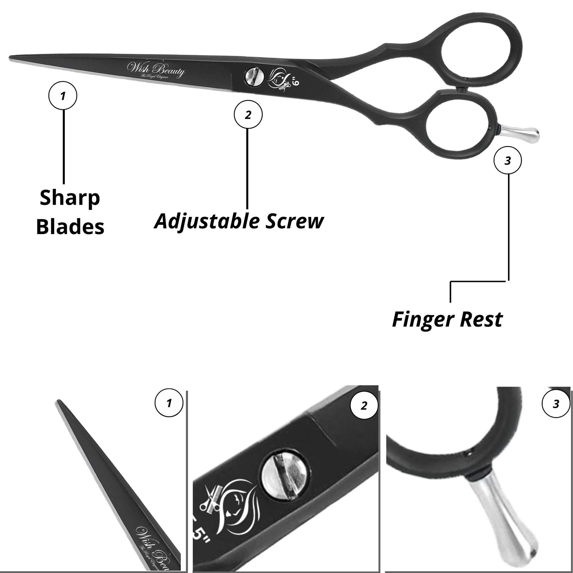 Left Handed Hair Scissors, Left Hand Hair Cutting, Hairdressing and Barber Shears, 6 inch - Wishbeautyscissors