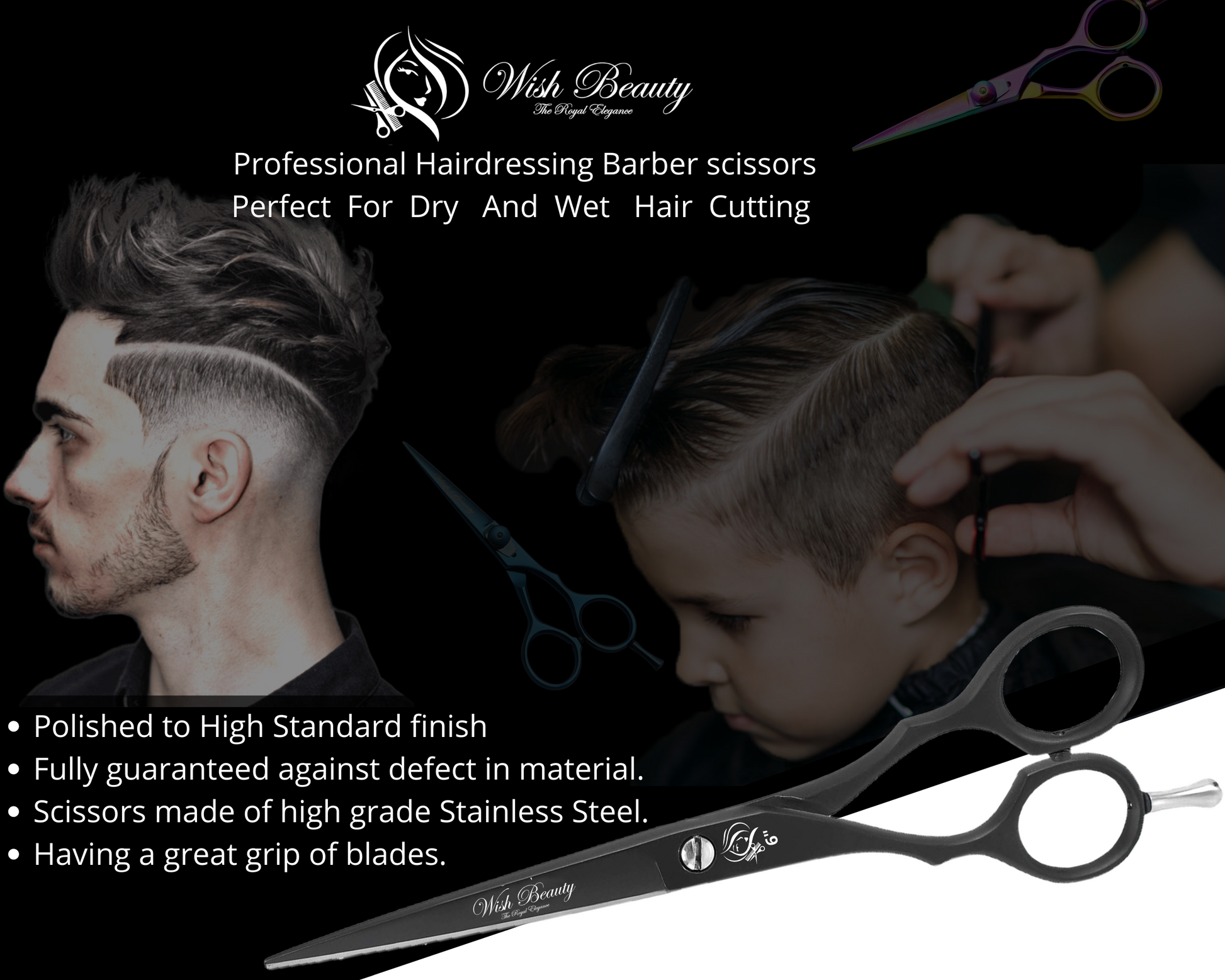 Left Handed Hair Scissors, Left Hand Hair Cutting, Hairdressing and Barber Shears, 6 inch - Wishbeautyscissors