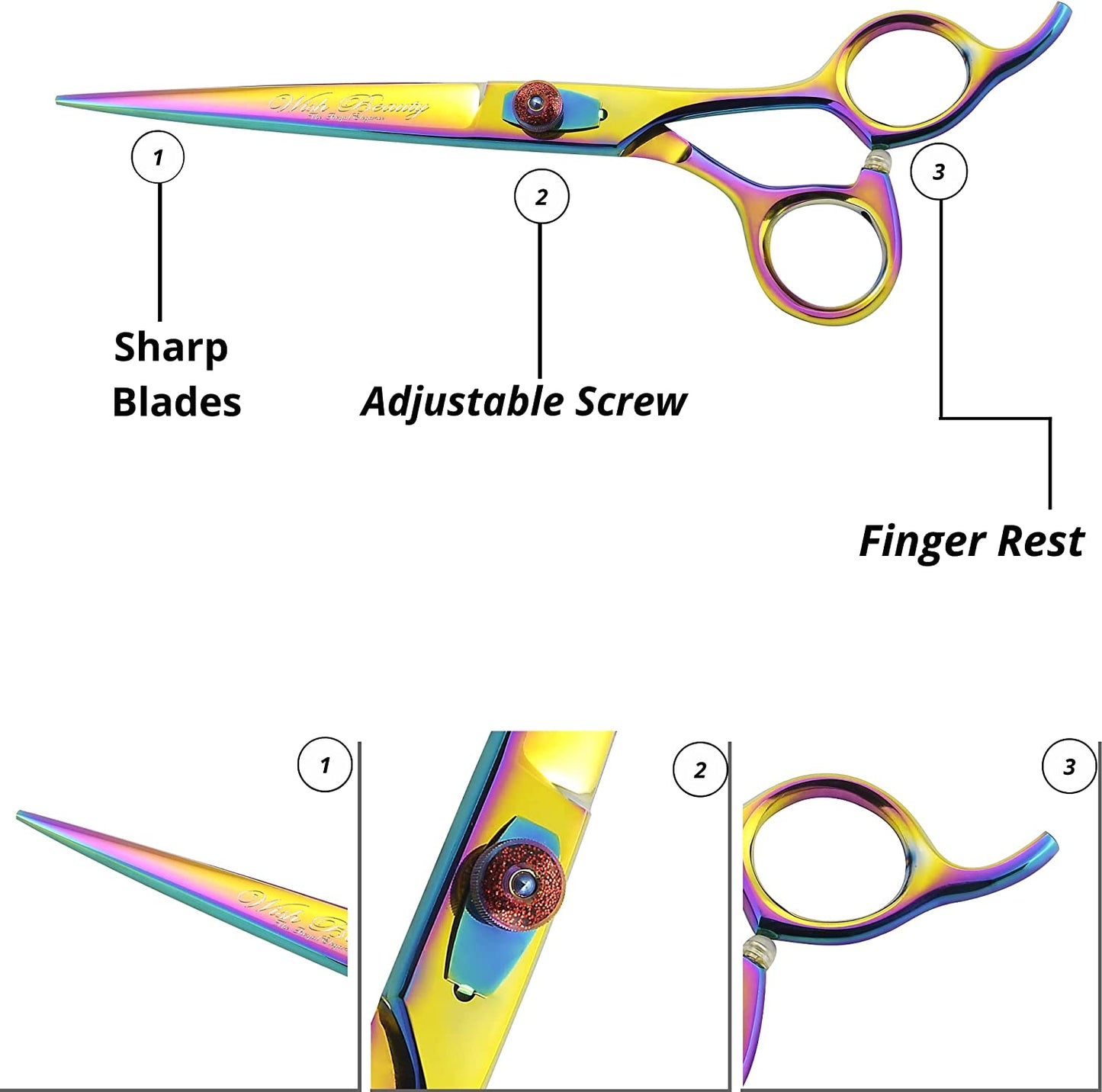 Premium 7.5" Pet Grooming Scissors Set - 4-Piece, Japanese Steel, Precision Tools