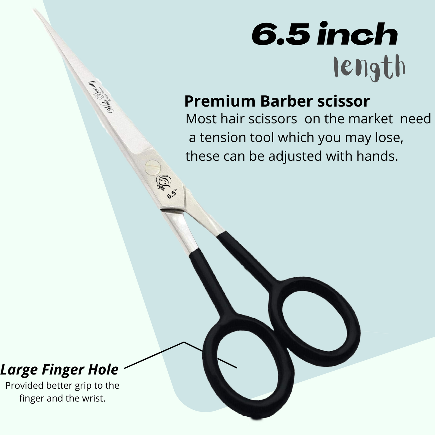 Hairdressing Scissors for Hair Cutting - Stainless Steel 6.5 inch Hair Scissors with Sharp Edge Hair Cutting Scissors - Home, Men, Women - Wishbeautyscissors