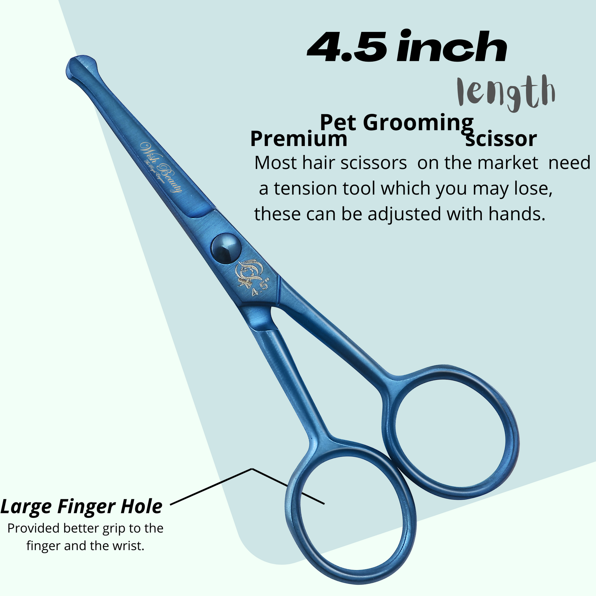 Professional Pet Grooming Scissors with Round Tip Stainless Steel Dog Eye Cutter for Dogs and Cats, Professional Grooming Tool, Size 4.5" - Wishbeautyscissors